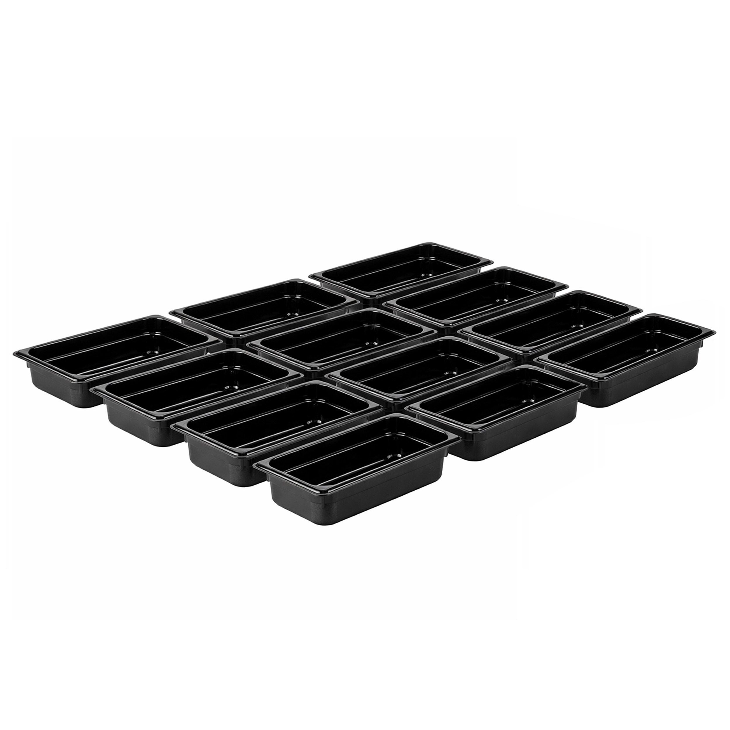 (12 pcs) Polycarbonate Container GN 1/3 - Black - 2.4L - Depth: 65mm 