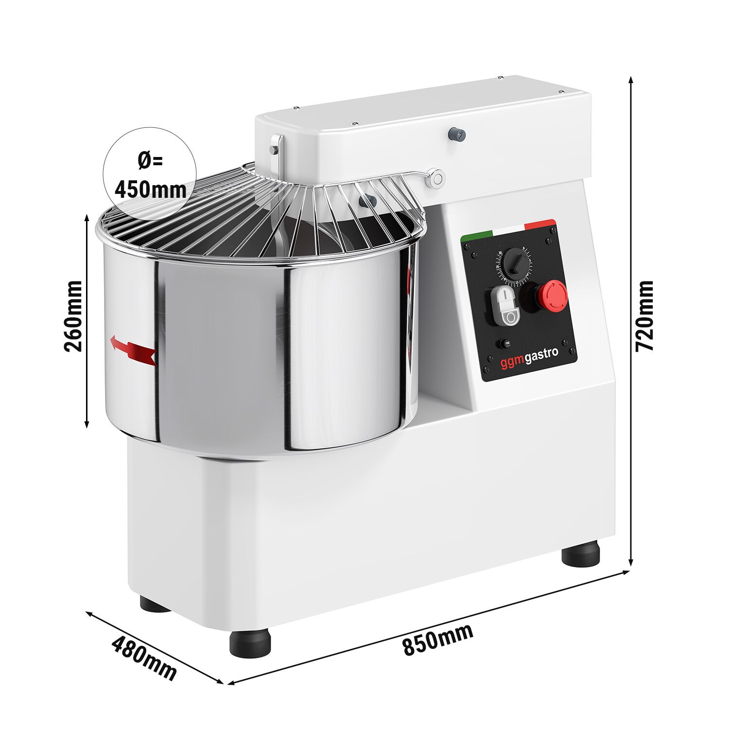 Pétrin à Pâte / Pétrin à spirale - 42 Litres / 38 kg - avec Cuve Fixe - Fonction Minuterie