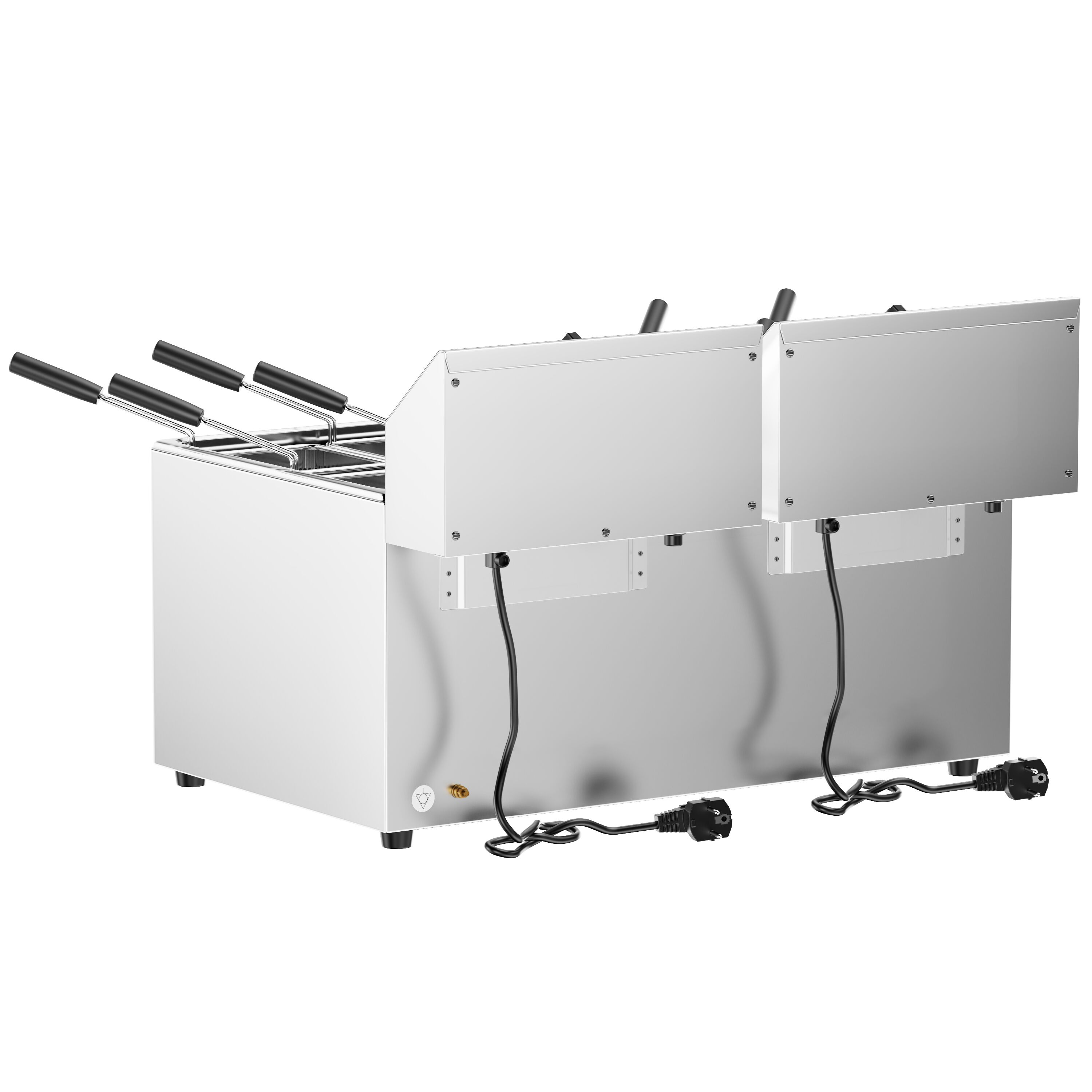 Cuiseur à pâtes électrique – 8 + 8 L – 6,5 kW – avec robinet de vidange – incl. 8 paniers