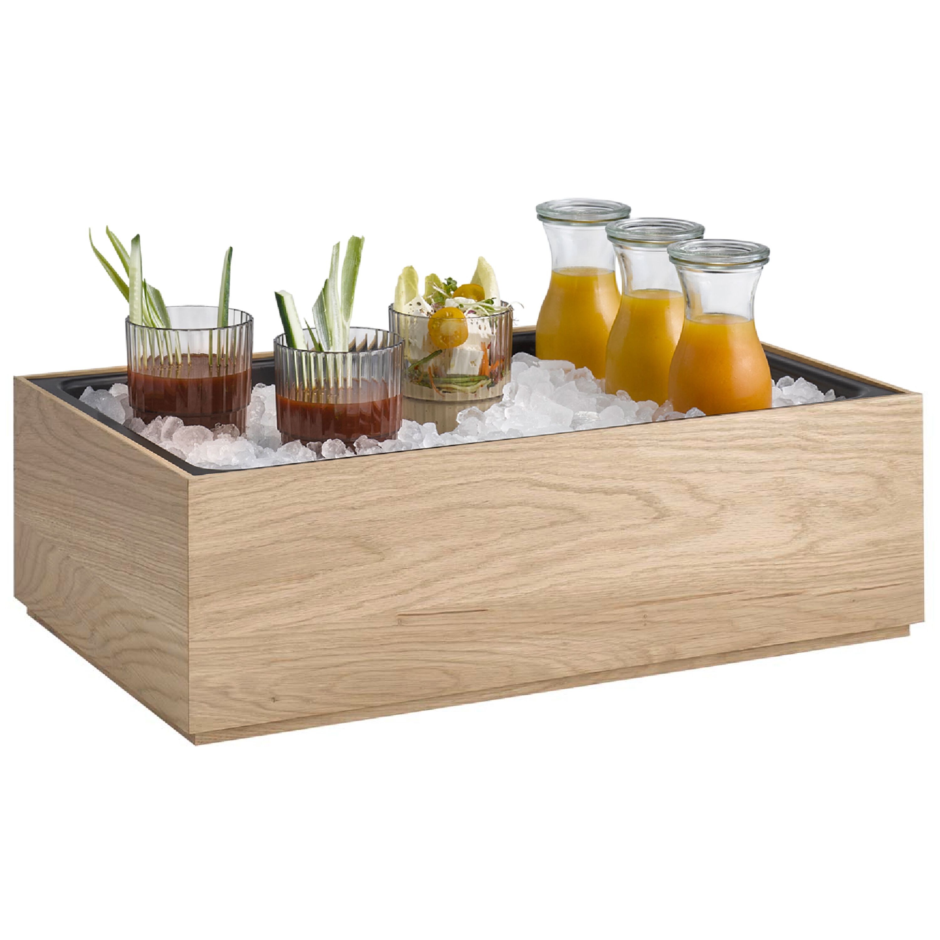 Caisse pour buffet - VALO - Bois d’acacia - Brun - Hauteur:165mm - compatible avec GN 1/1