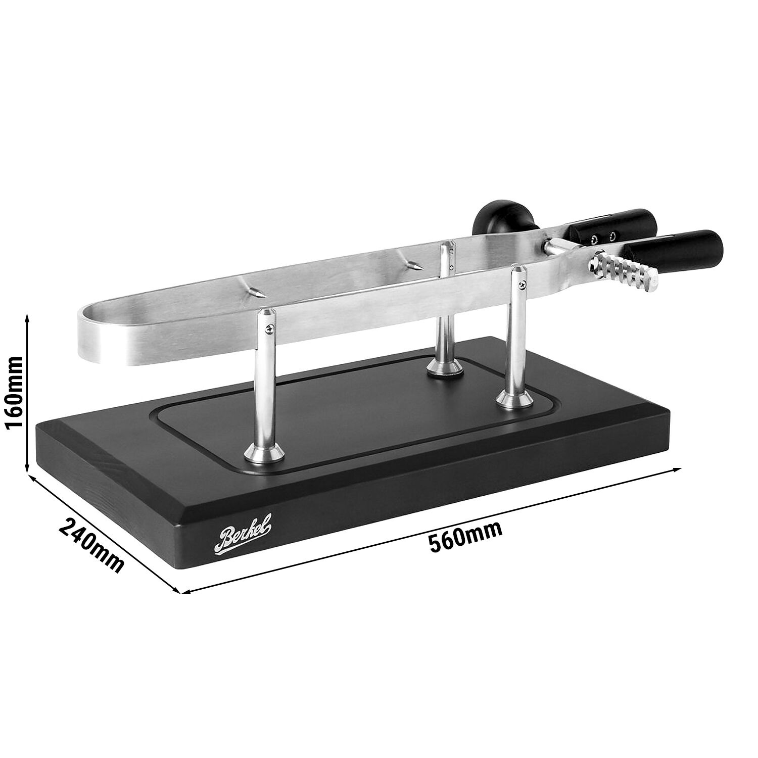 BERKEL | Italian Prosciutto Ham Stand – Stainless Steel Frame - Rosewood Base