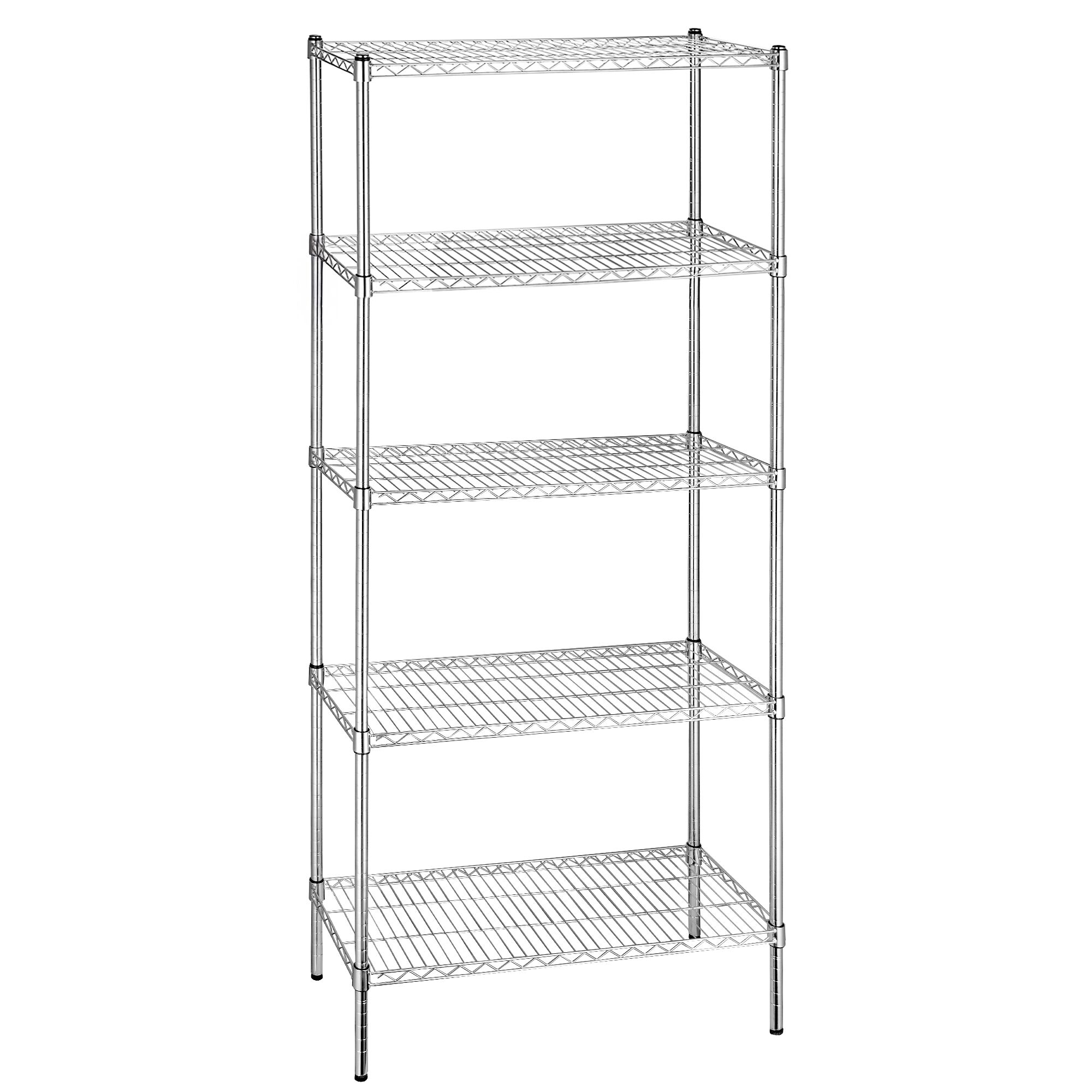 Étagère en acier - 900 x 450 mm - 5 étagères - Chromée