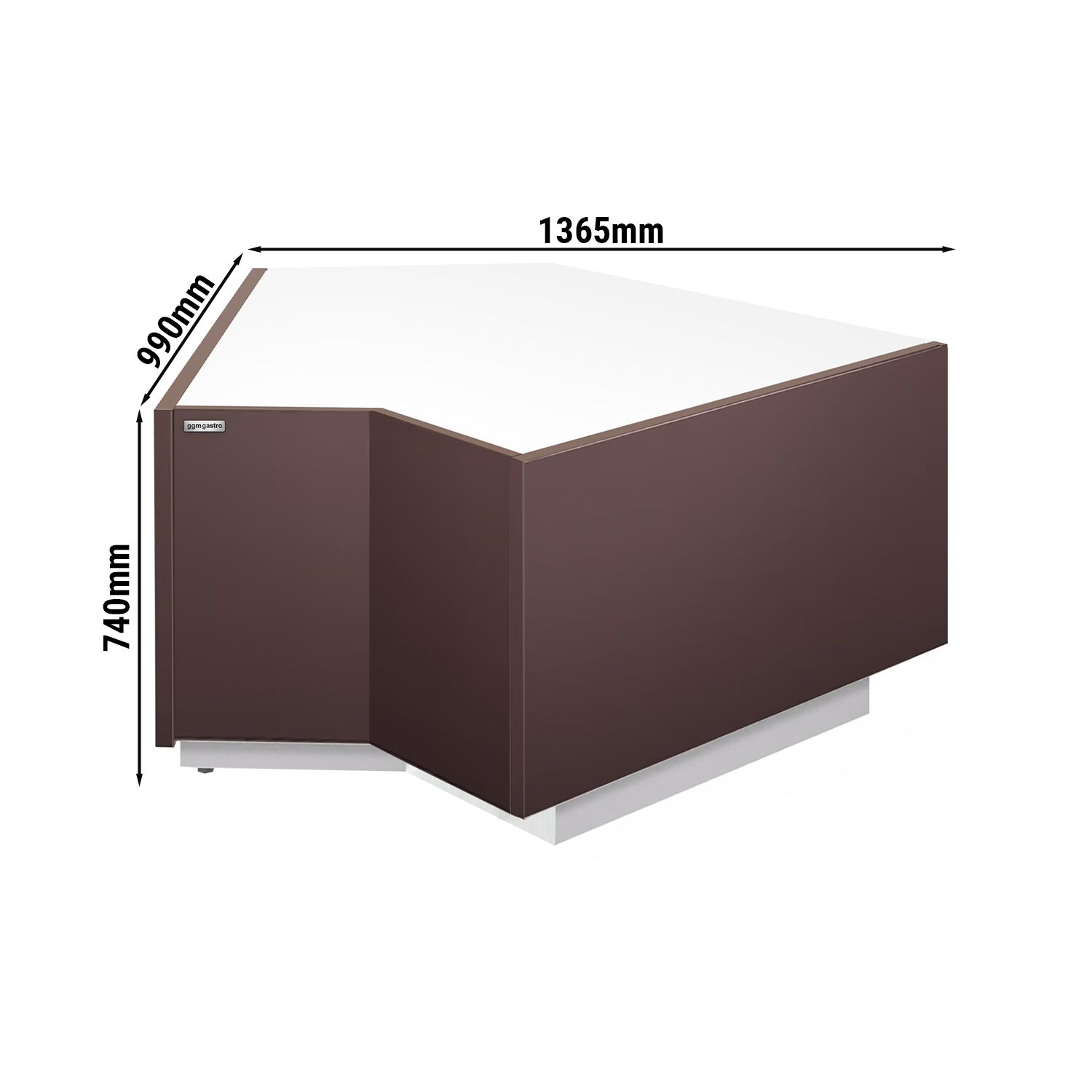 Table de caisse d’angle RIGA – 1360 mm – 45° intérieur