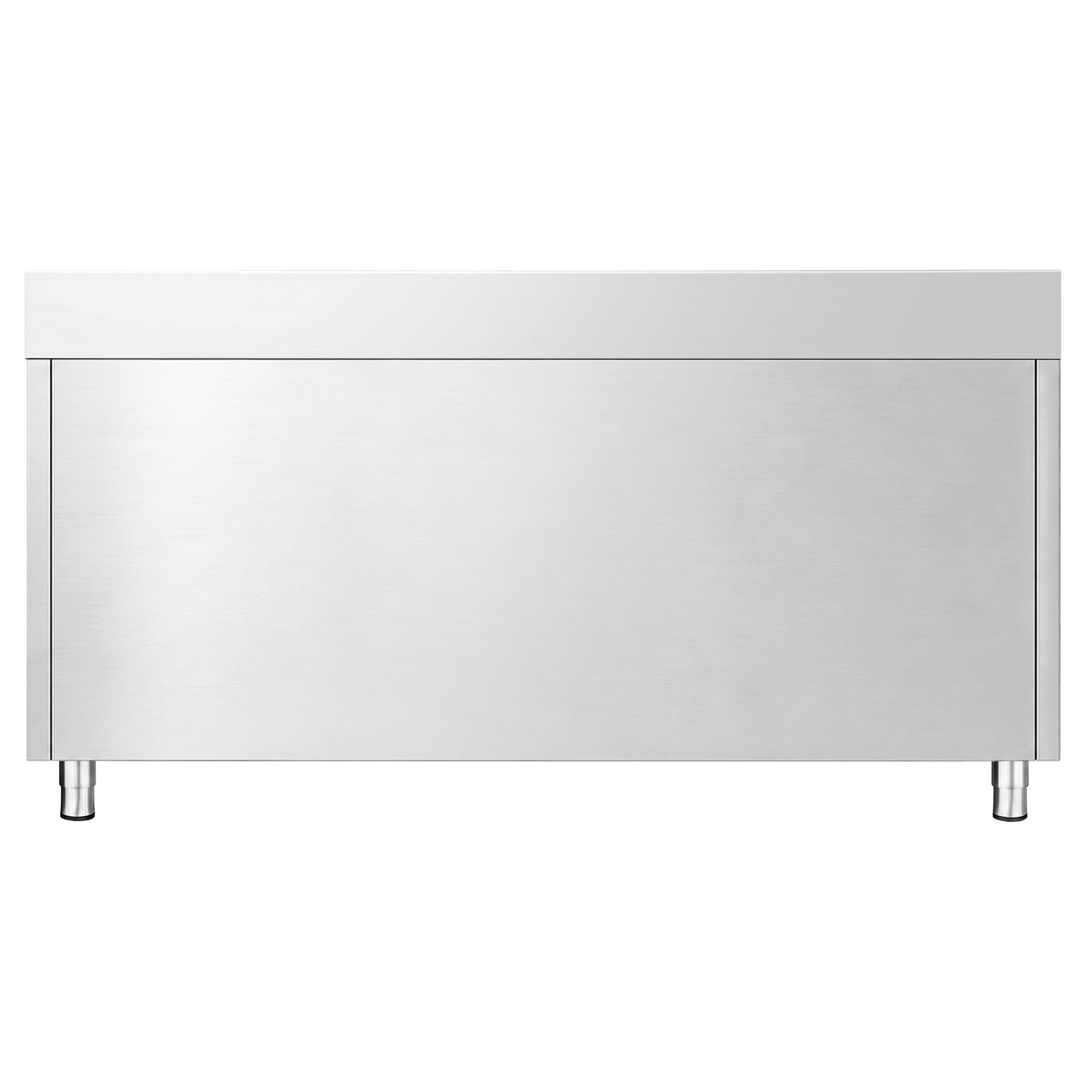 Armoire de travail en acier inoxydable PREMIUM - 1 600 x 600 mm - avec rebord - avec 3 tiroirs et une porte coulissante