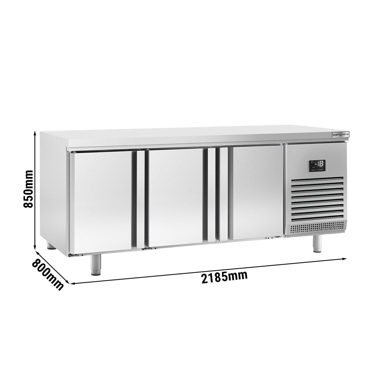 Table de congélation pour boulangerie Premium PLUS - 2185 x 800 mm - avec 3 portes