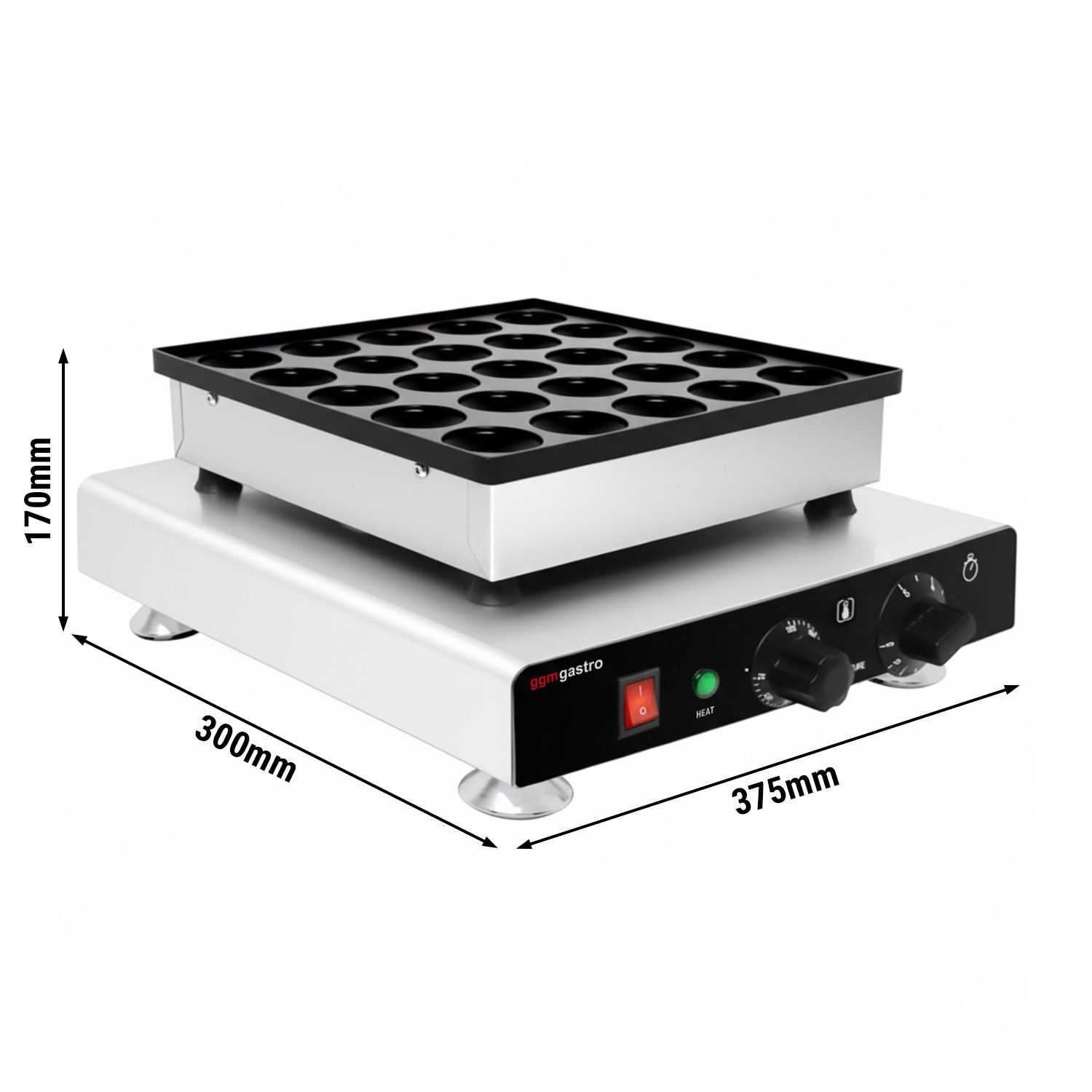 Gaufrier – simple – manuel – 850 watts – Forme : poffertjes – pour 25 pièces