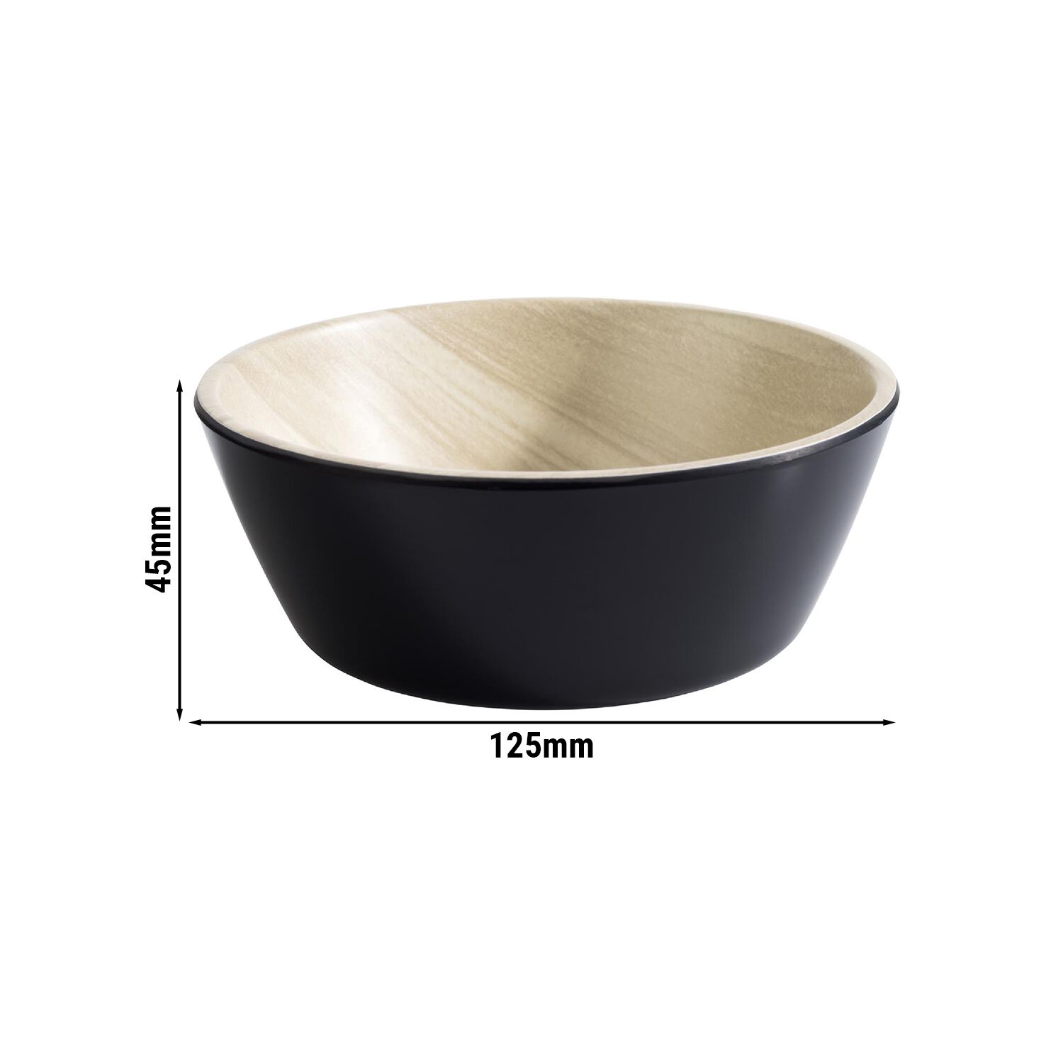 (6 pièces) Bol - FRIDA - Mélamine - 0,25 litre - Ø 125 mm - Noir