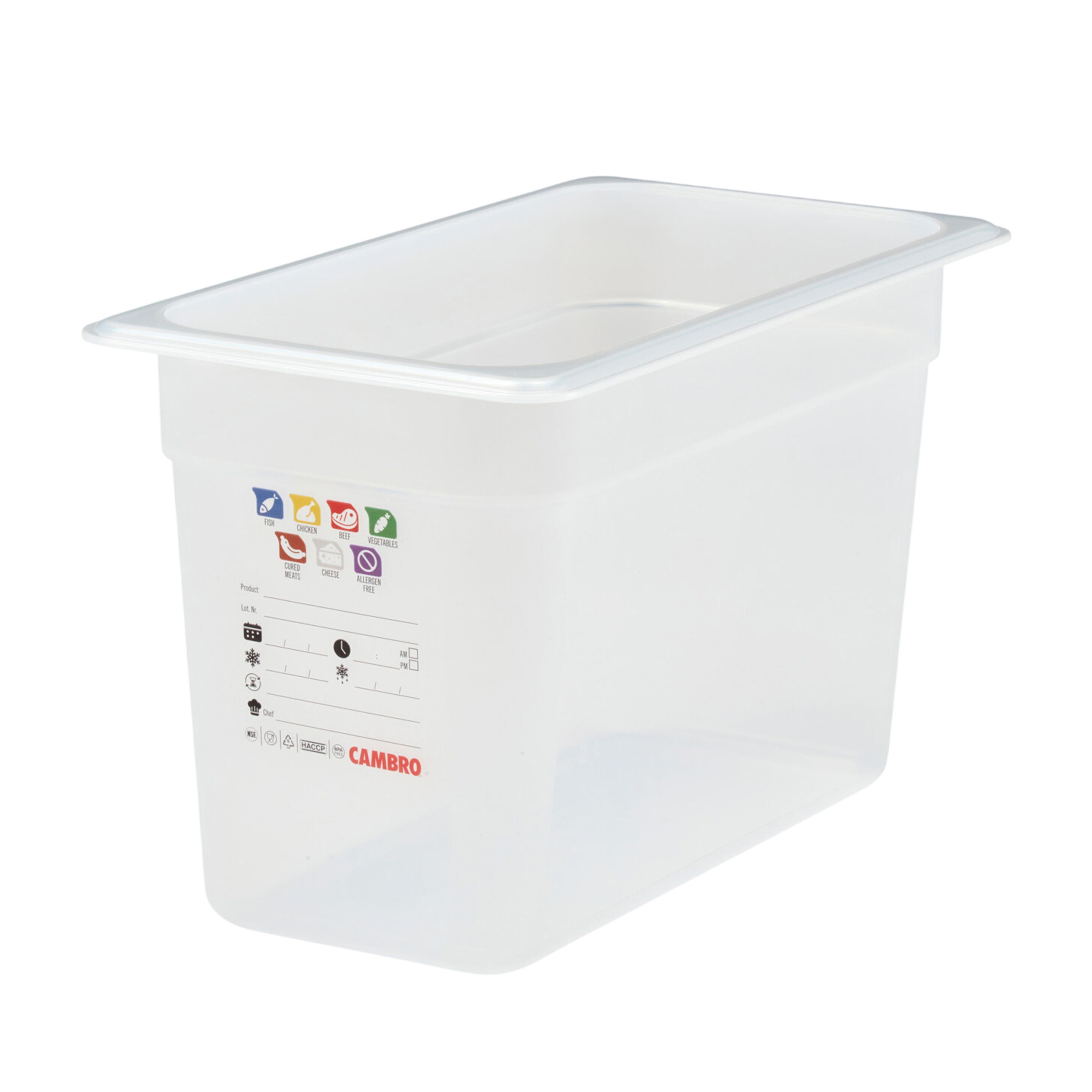 (6 pièces) CAMBRO | SafeTrak - Récipients en polypropylène GN 1/3 - laiteux - Hauteur : 200mm