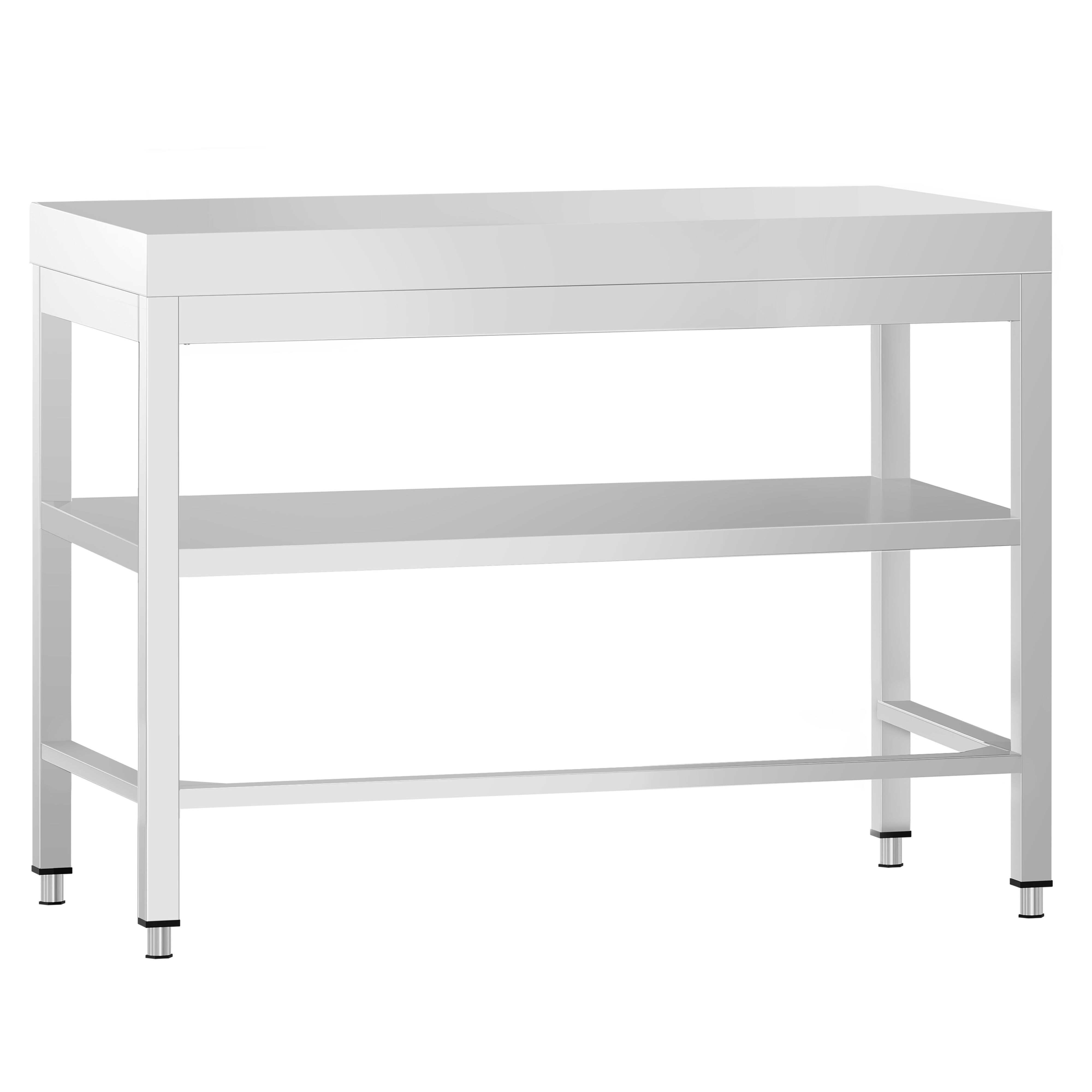 Table de travail inox PREMIUM - 800 x 700 mm - avec tablette inférieure & Renforts