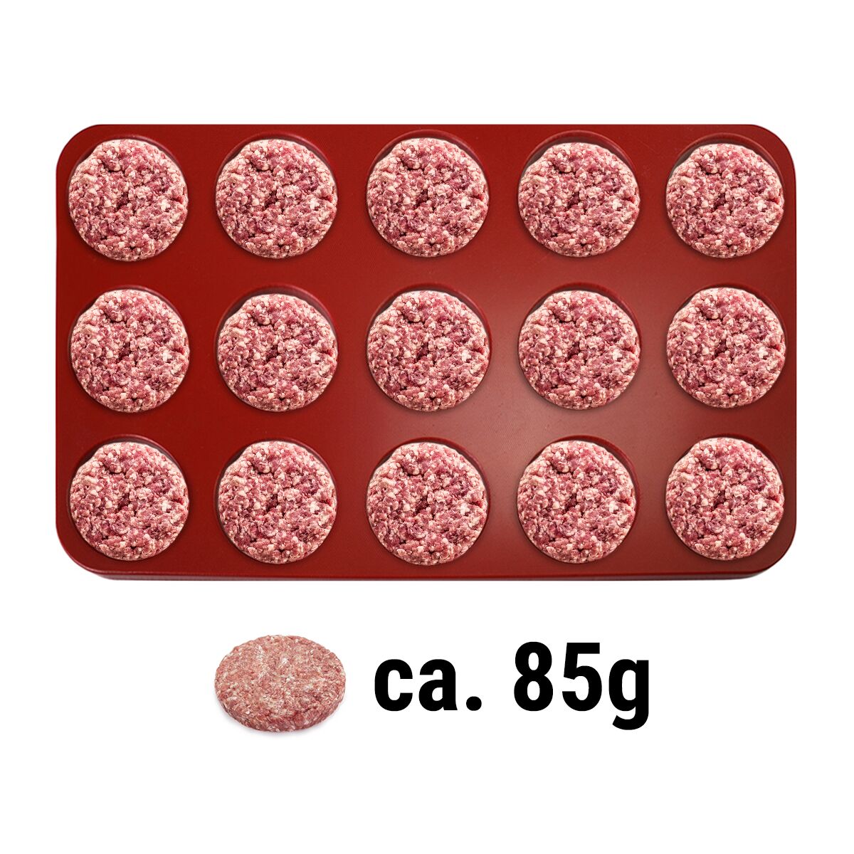 Hamburgerpress - manuell - plast - Ø 80 mm - röd