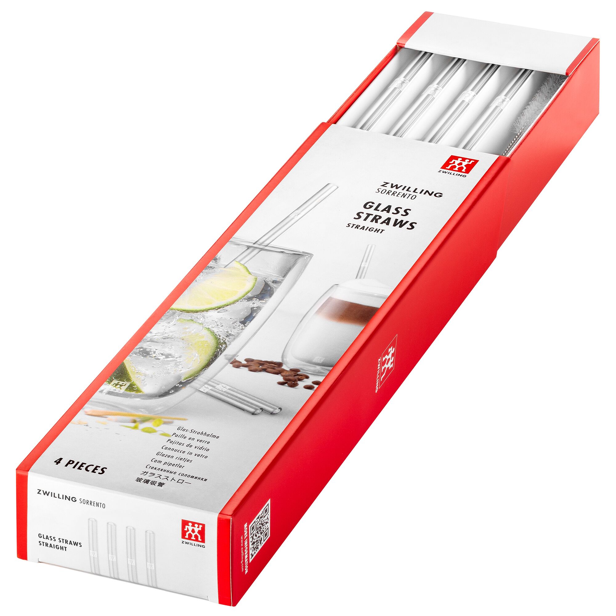 ZWILLING | Sorrento Glass Straw Set – 4x straws + brush - borosilicate - hot & cold