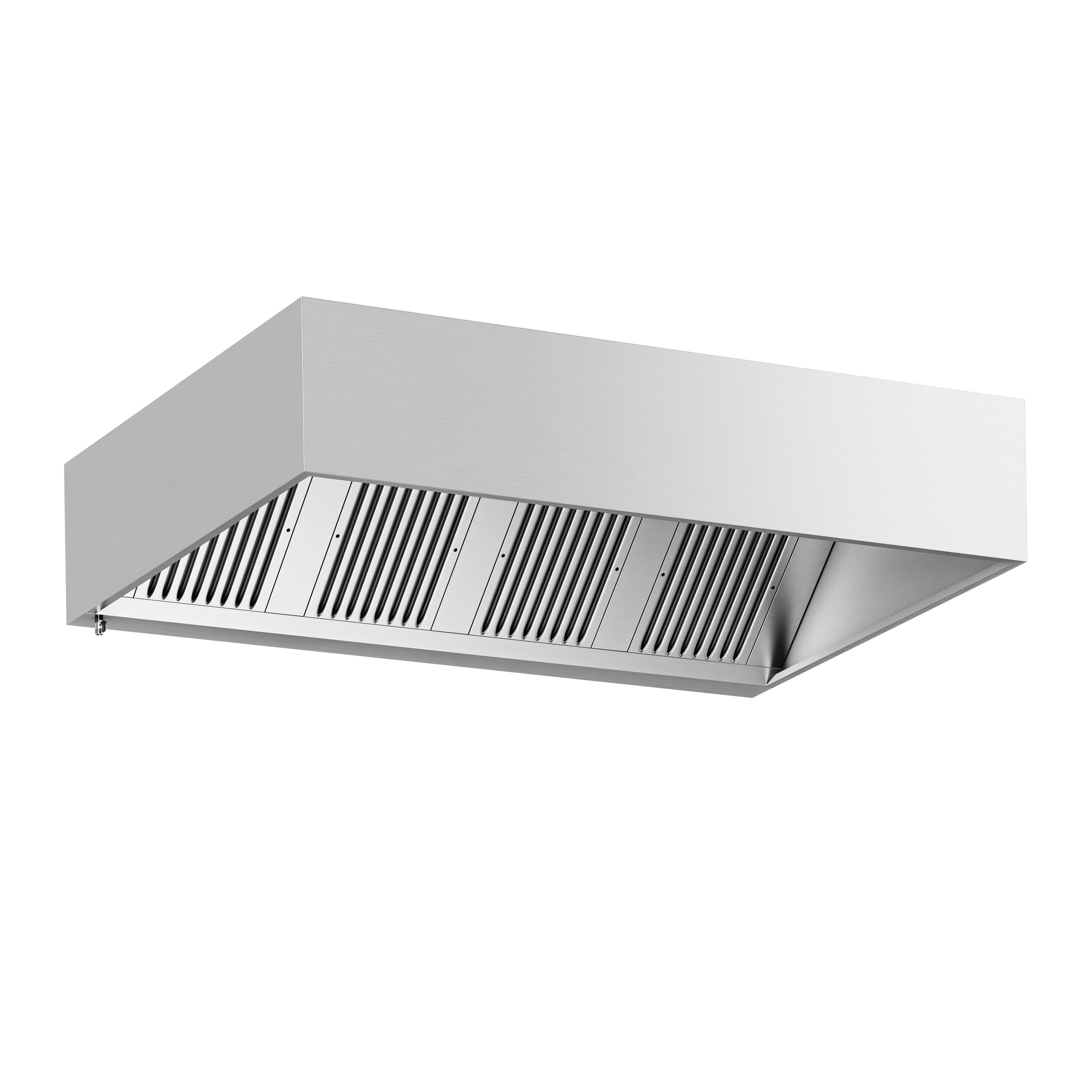 Hotte à adosser professionnelle - 2200mm - sans moteur - avec filtres et éclairage