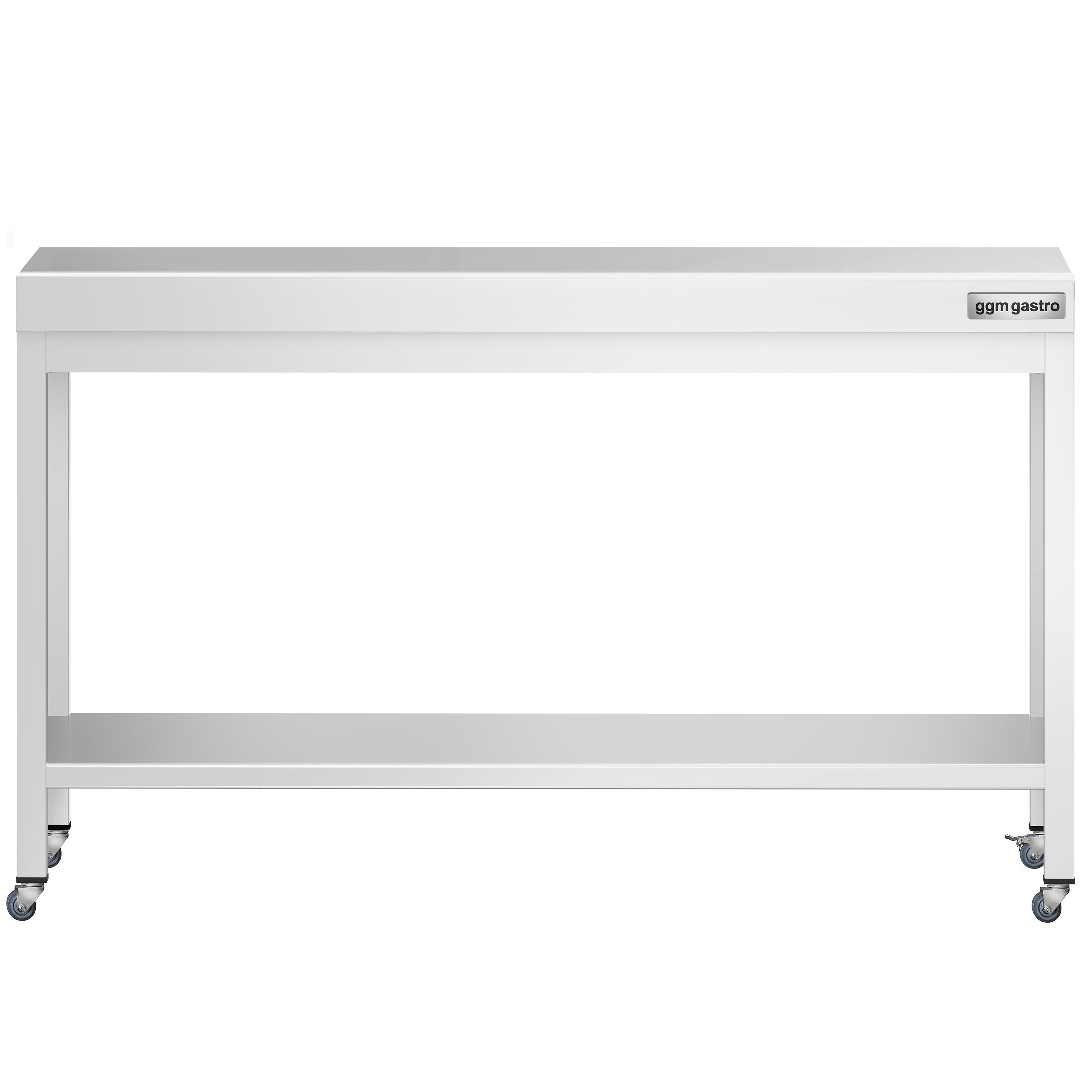 Table de travail en inox PREMIUM - 1500 x 800 mm - avec tablette inférieure et roulettes
