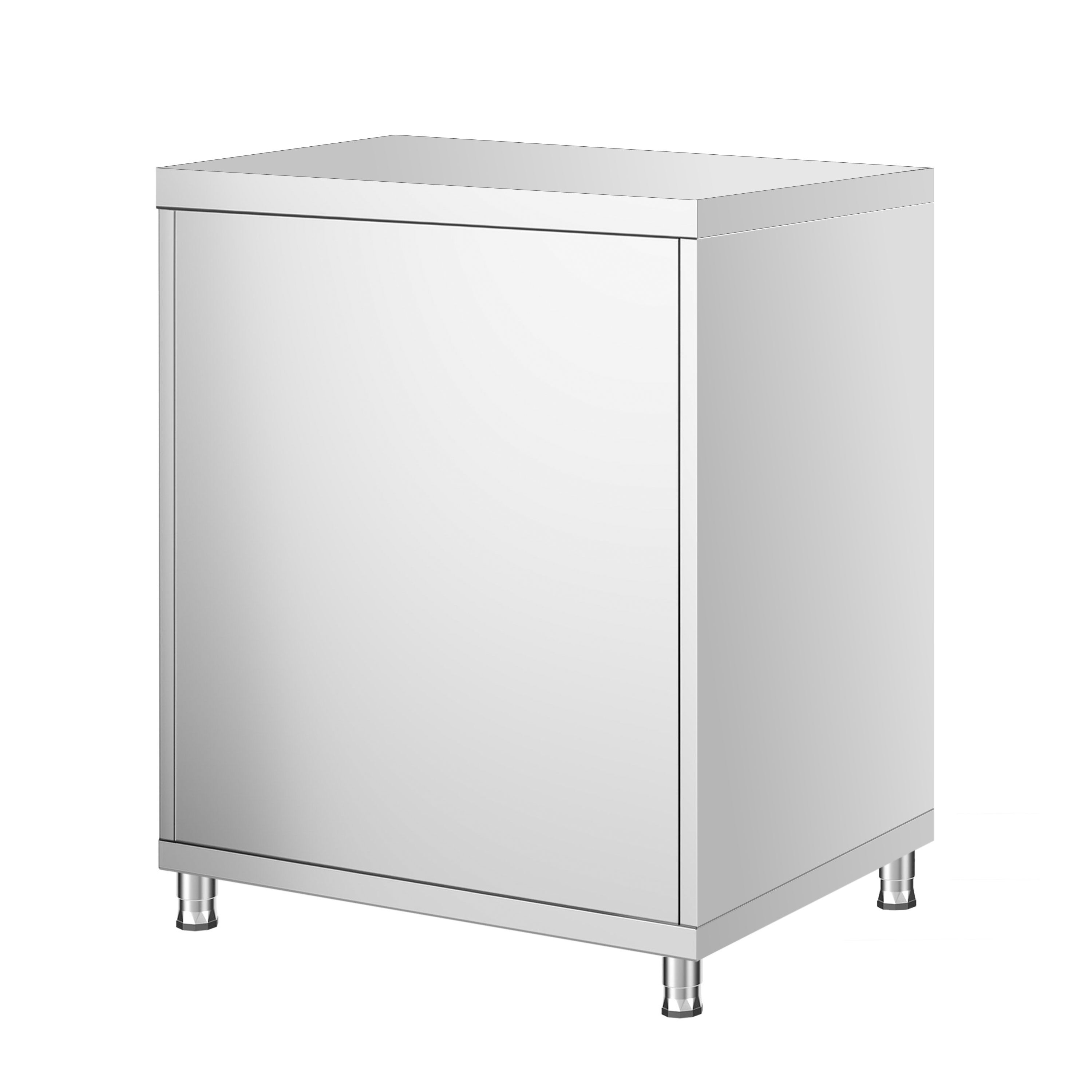 Table armoire en acier inoxydable PREMIUM - 600x600mm - avec porte battante