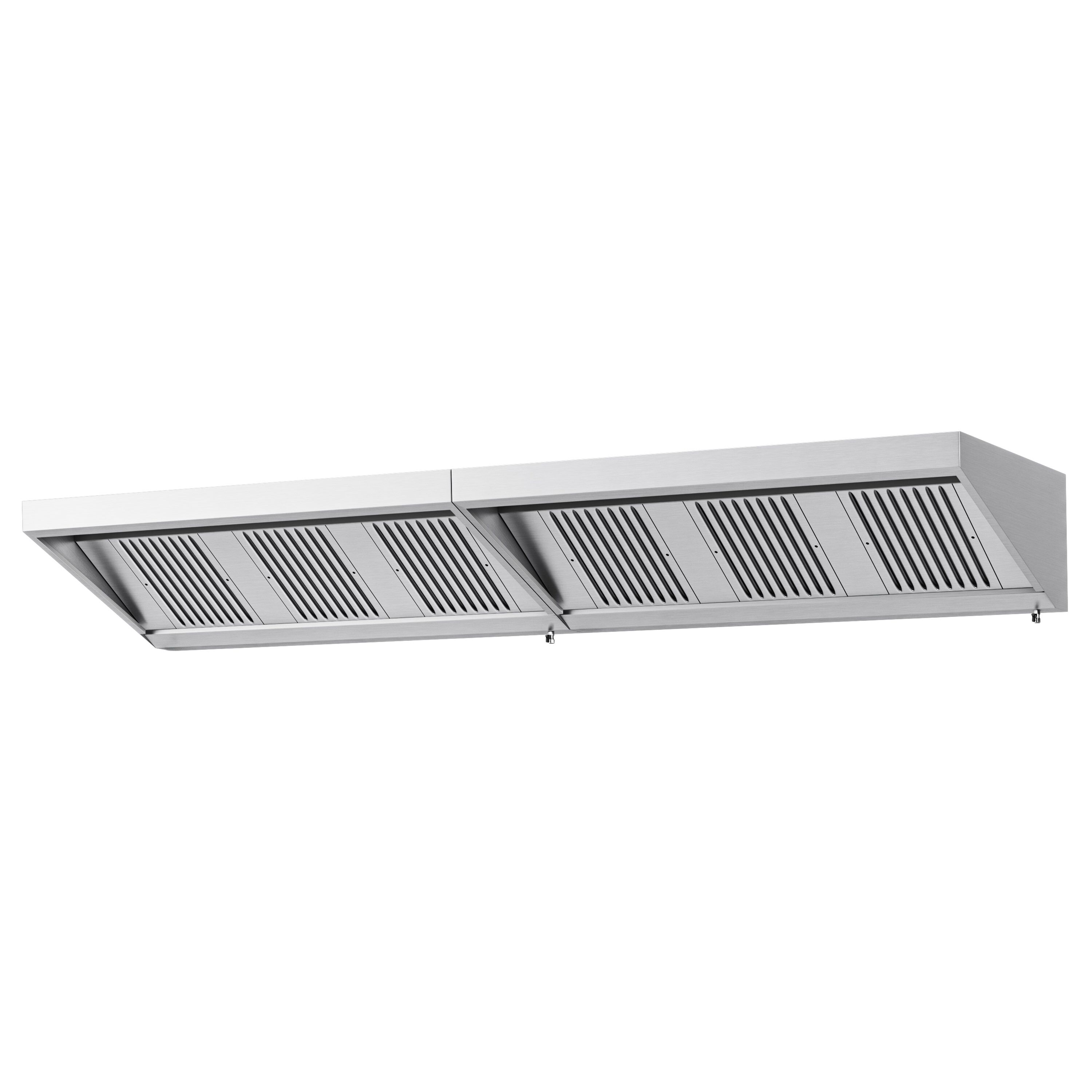 Commercial Wall-Mounted Extraction Canopy - 3600mm - with Baffle Filters & LED Lighting