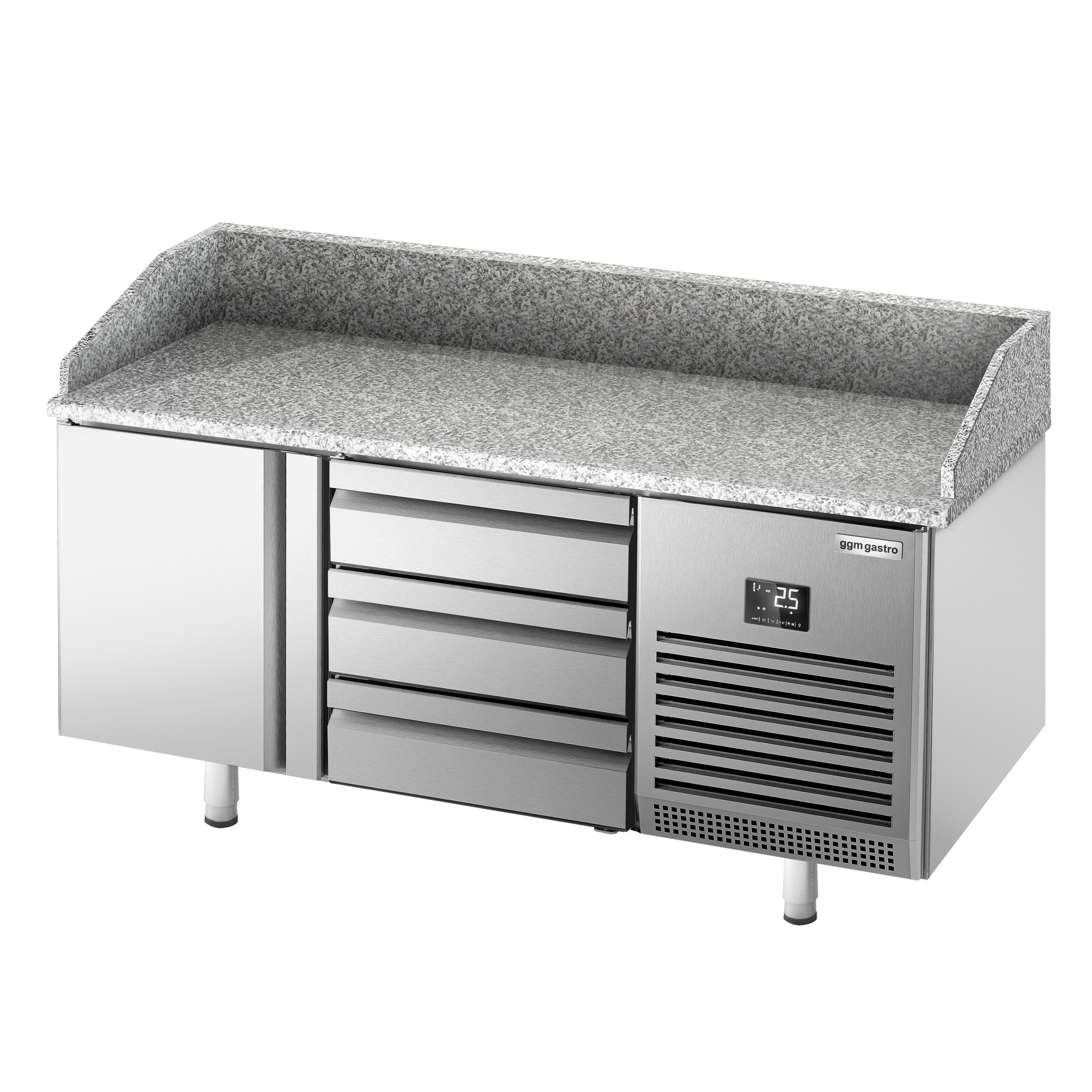 Table réfrigérée à pizza Premium PLUS - 1490 x 700 mm - avec 1 porte et 3 tiroirs