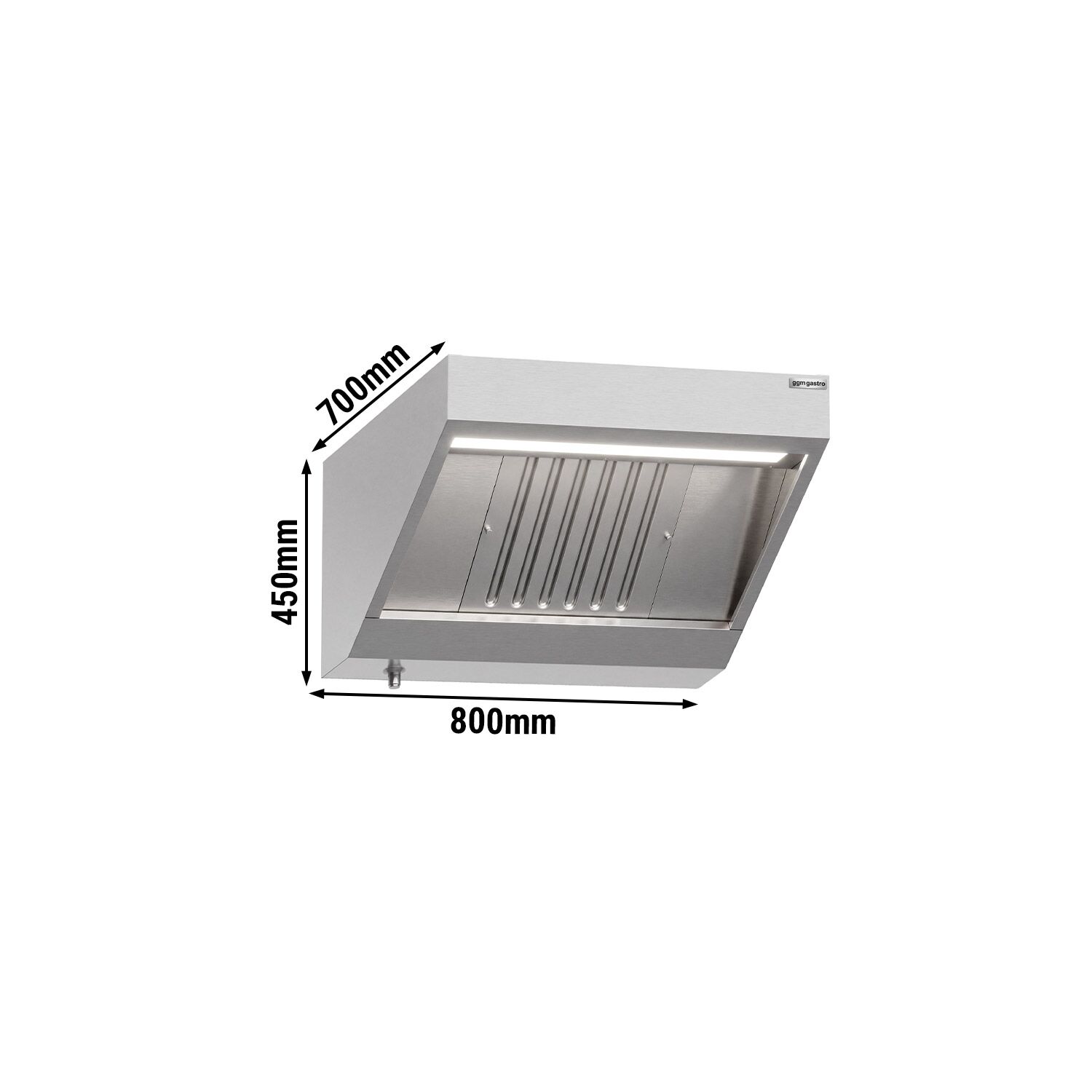 Hotte murale – 800 mm – avec filtre & lampe