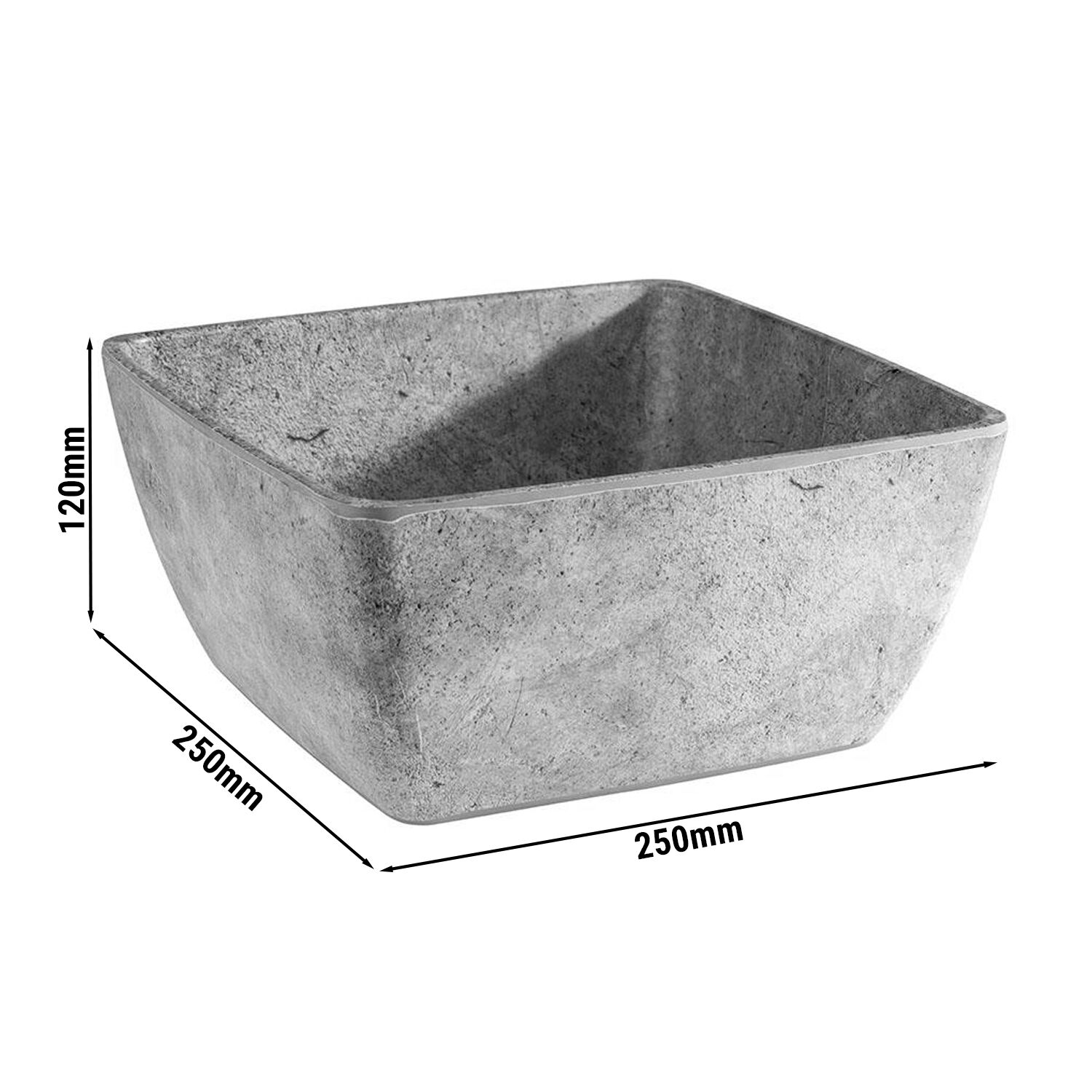(6 pcs) Coupe - ELEMENT - Mélamine - 3,8L - carré - 250x250mm - Profondeur : 120mm - Gris