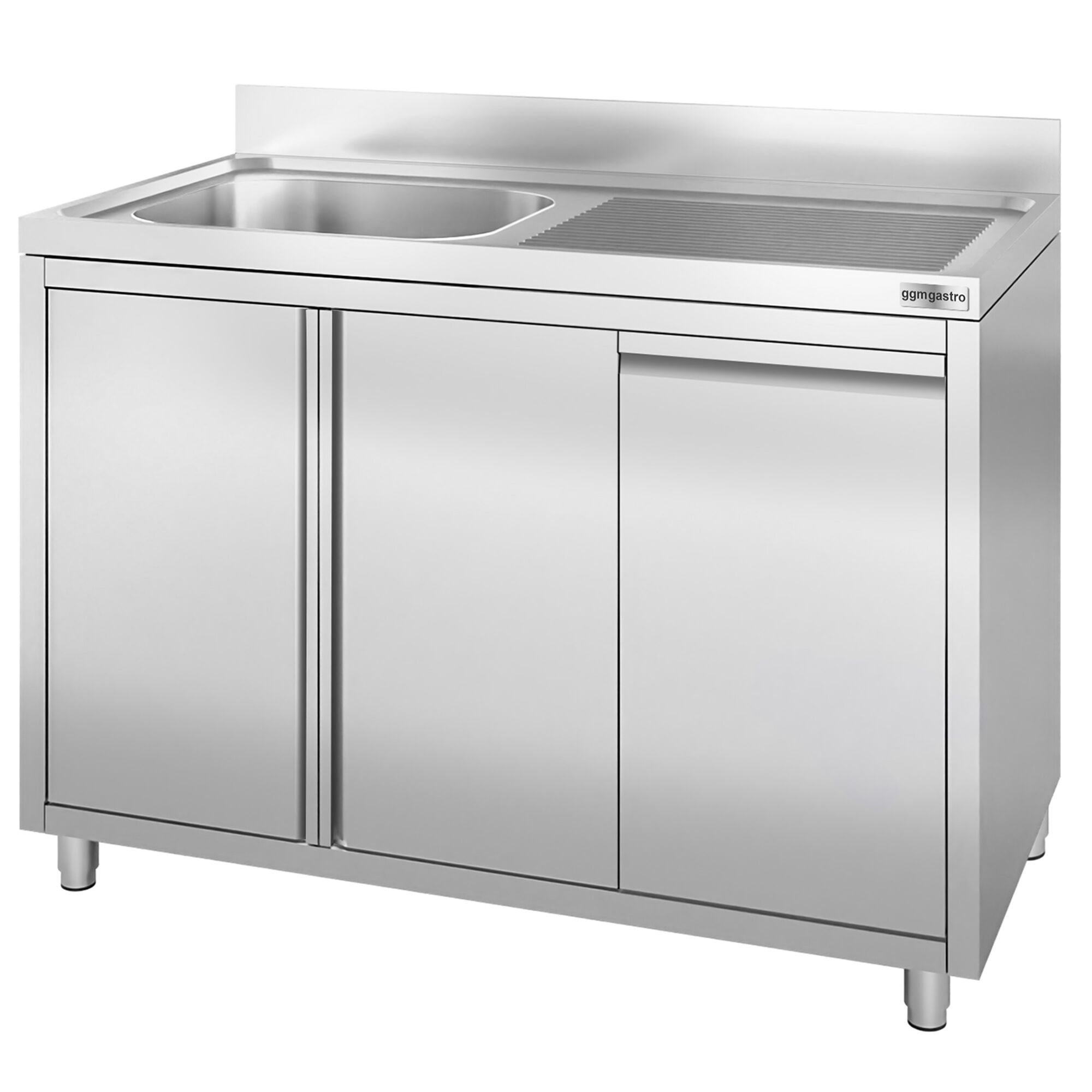 Commercial Sink Cabinet - Stainless Steel - 1200x700 -   Waste Bin - 1 Bowl Left
