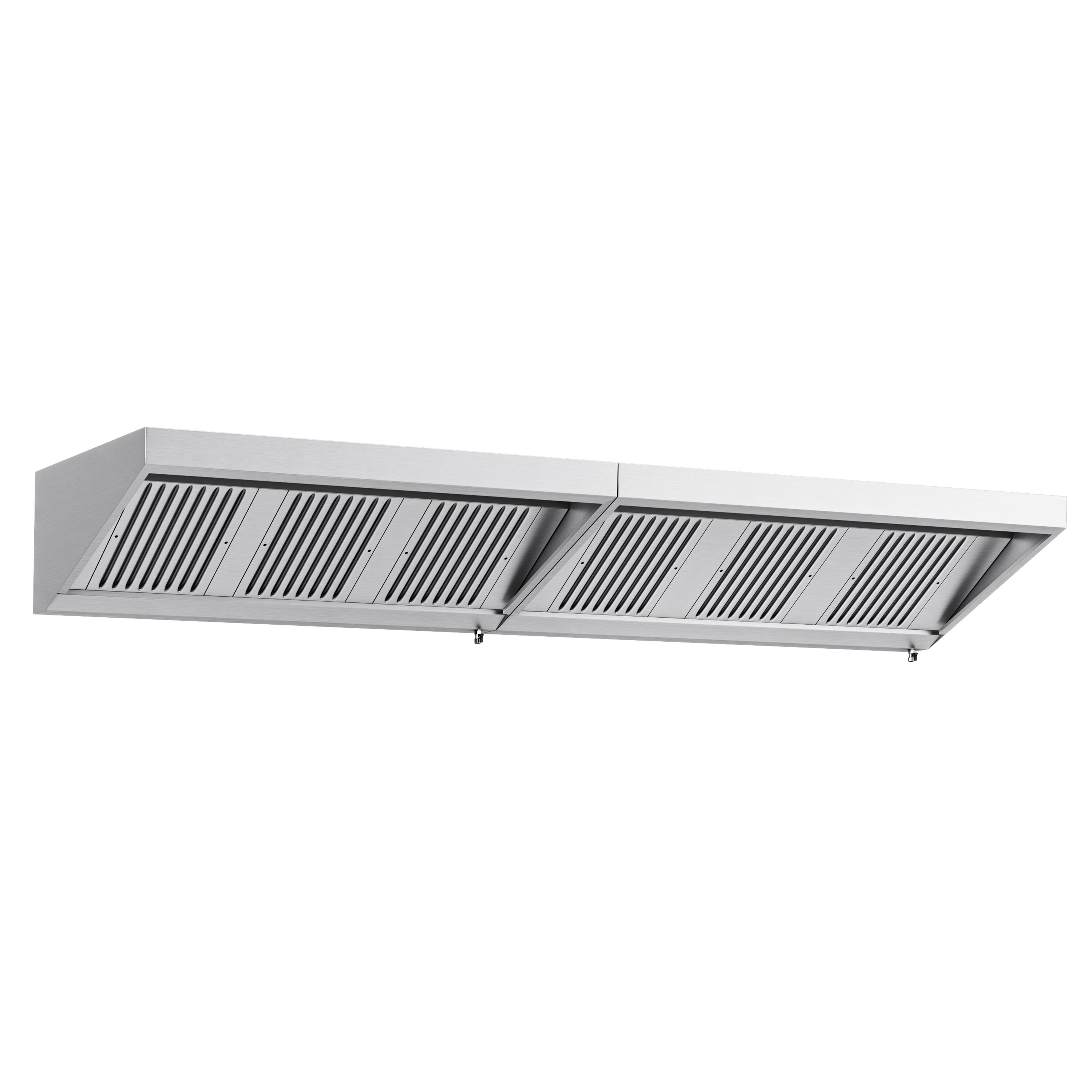 Commercial Wall-Mounted Extraction Canopy - 3400mm - with Baffle Filters & LED Lighting