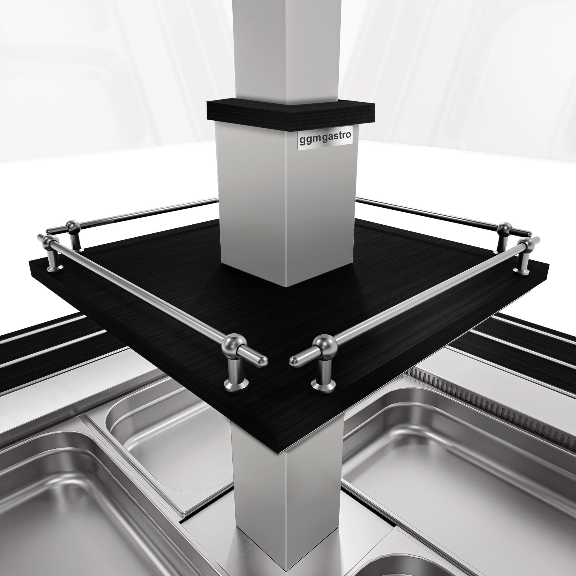 Salatbar Kaltbuffet DUBLIN - 1600mm - mit geradem Glasaufsatz - für 4x GN 1/1 - Schwarz