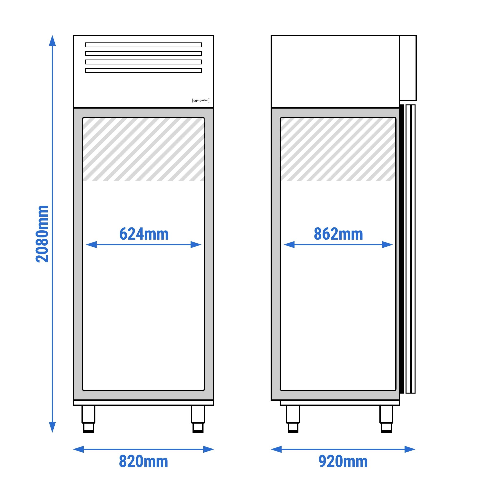 Armoire pâtissière positive Inox AISI 430 PREMIUM - 600 x 400 - 850 L - avec 1 porte vitrée