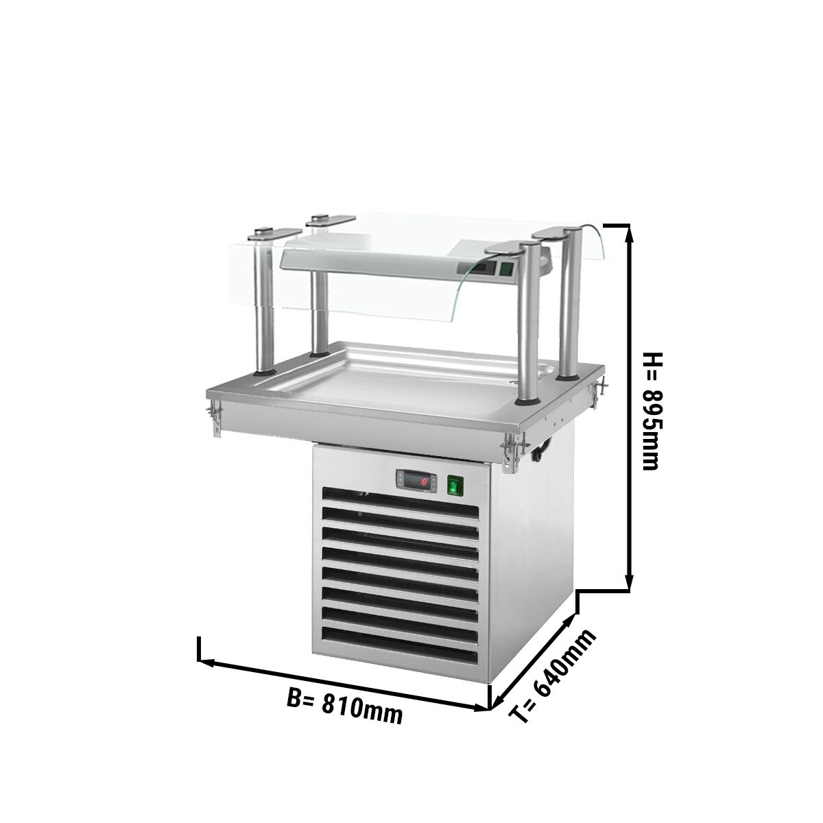 Drop-In Cold Plate - 800mm - +2 to +8°C - 2x GN 1/1 - 350W - with glass sneeze guard