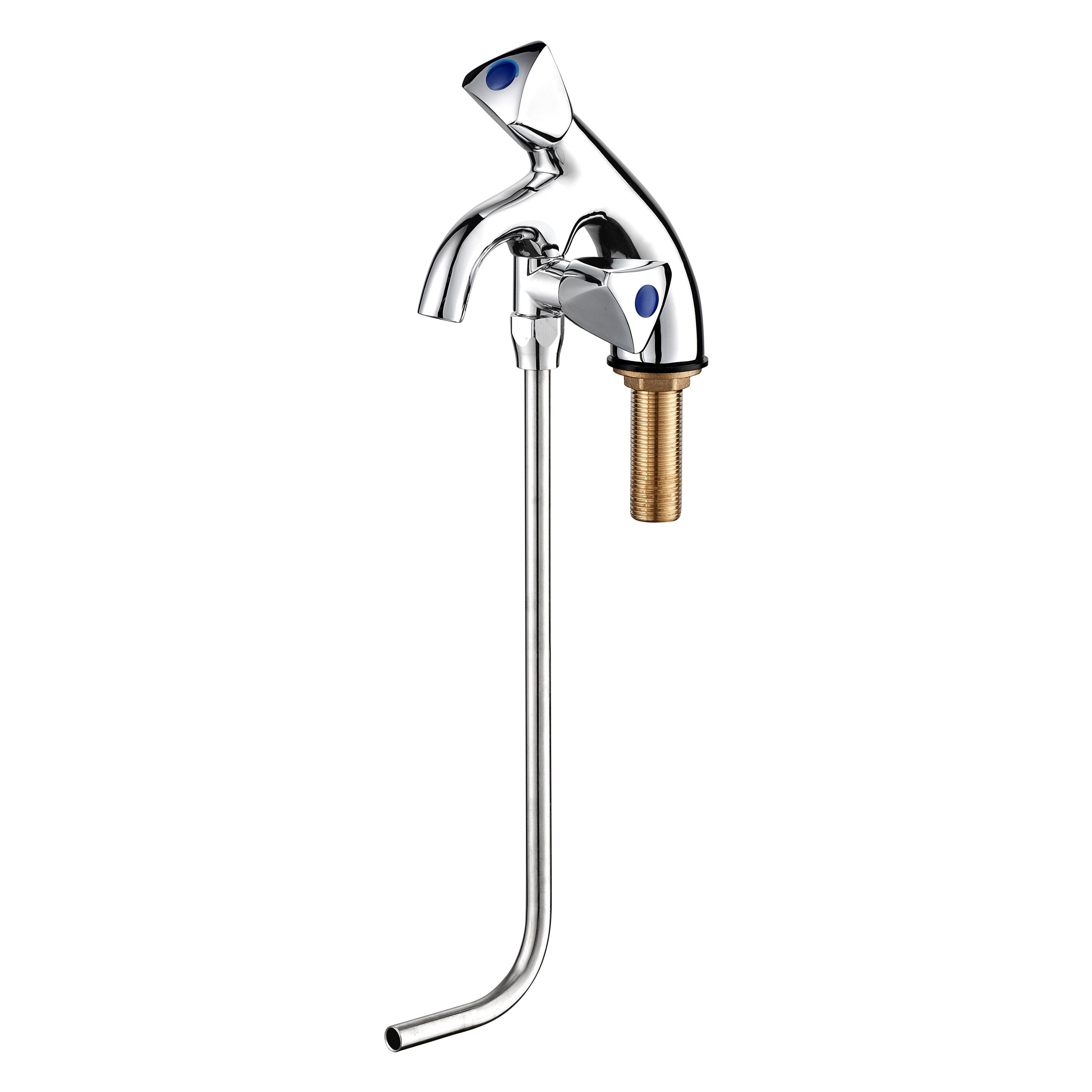 Mitigeur monotrou - fixation sur table - avec bec orientable, corps en laiton chromé & petit bec en inox - 34x127x460mm