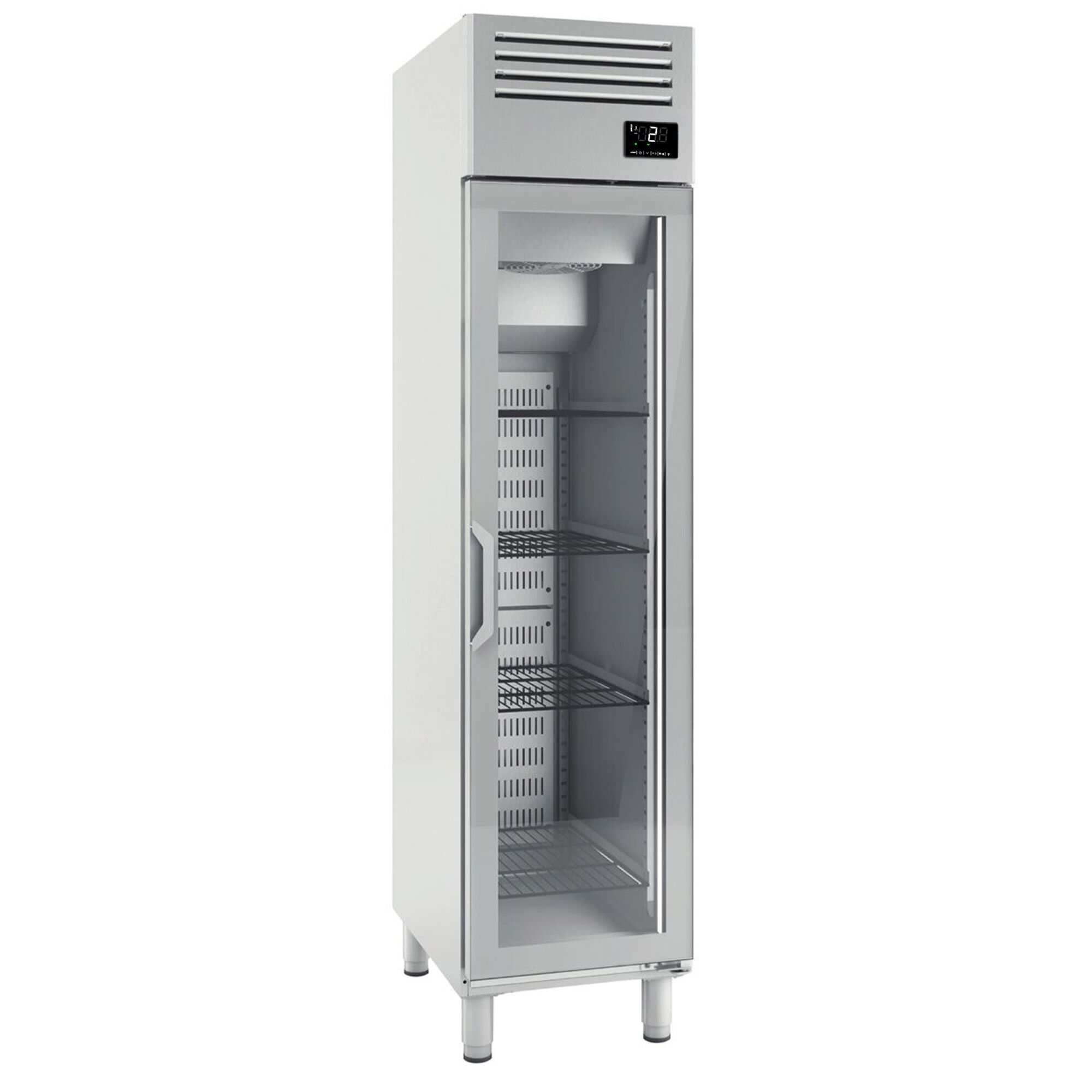 Armoire réfrigérée vitrée positive en acier inoxydable PREMIUM PLUS - GN 1/1 - 325 L - avec 1 porte vitrée