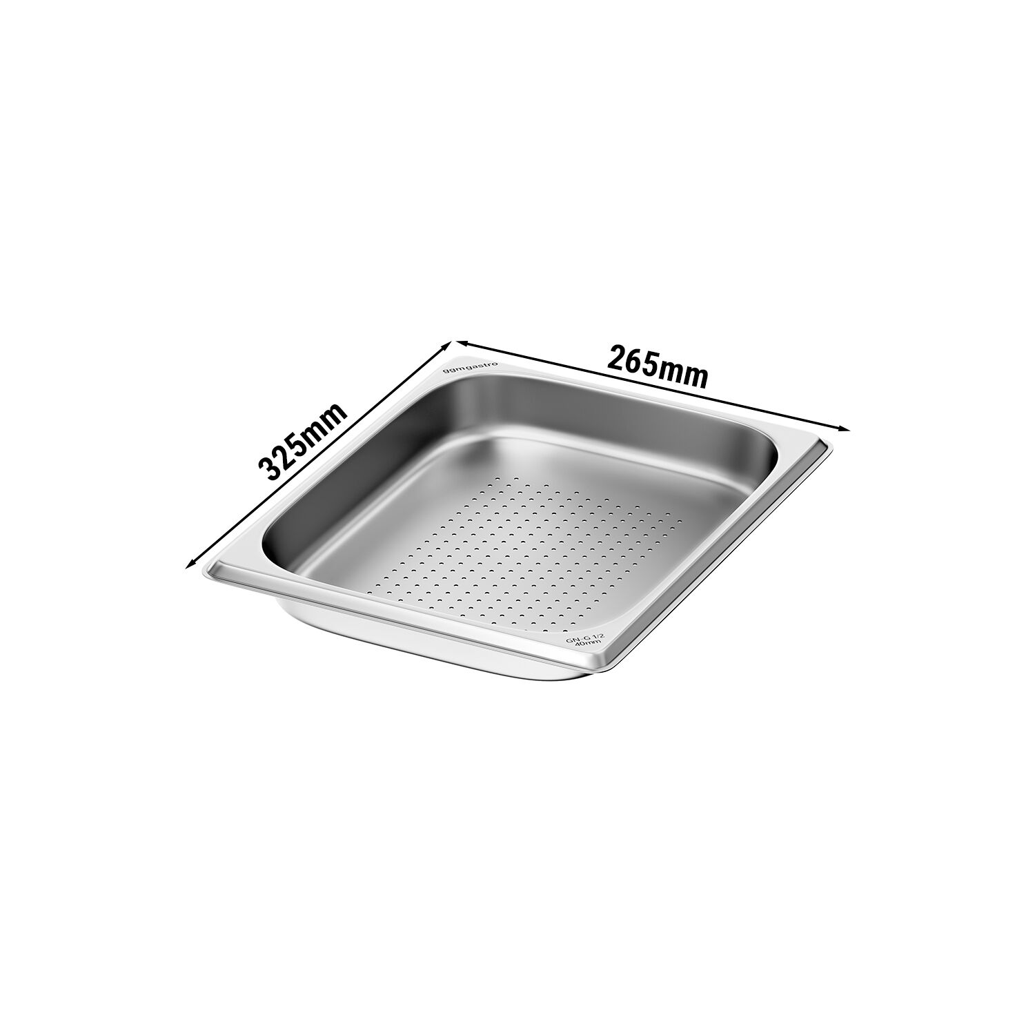 (6 st) Kantin i rostfritt stål GN 1/2 - perforerad - Djup: 40 mm