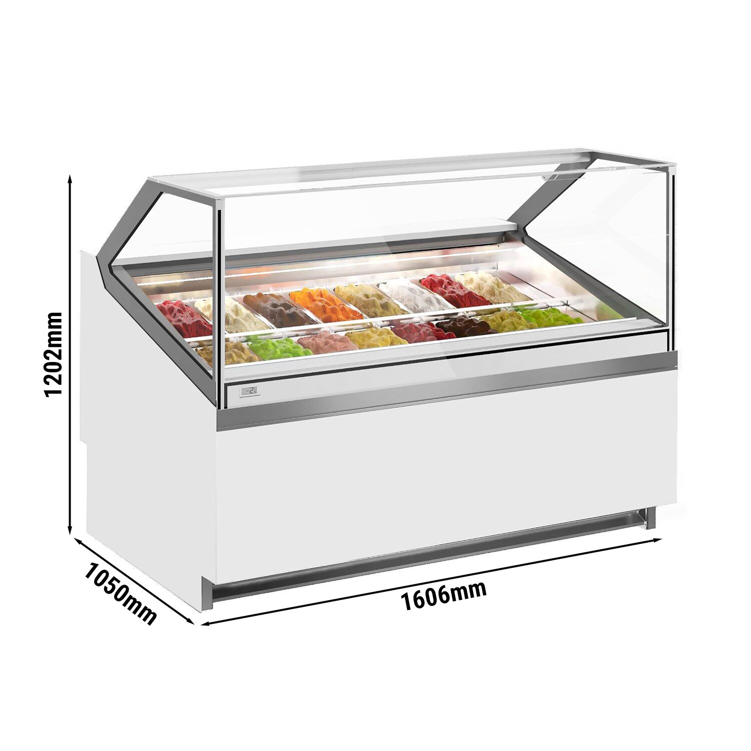 Vitrine à glace IVY – 1606 mm – refroidissement ventilé – pour 16 bacs à glace de 5 litres – Blanc