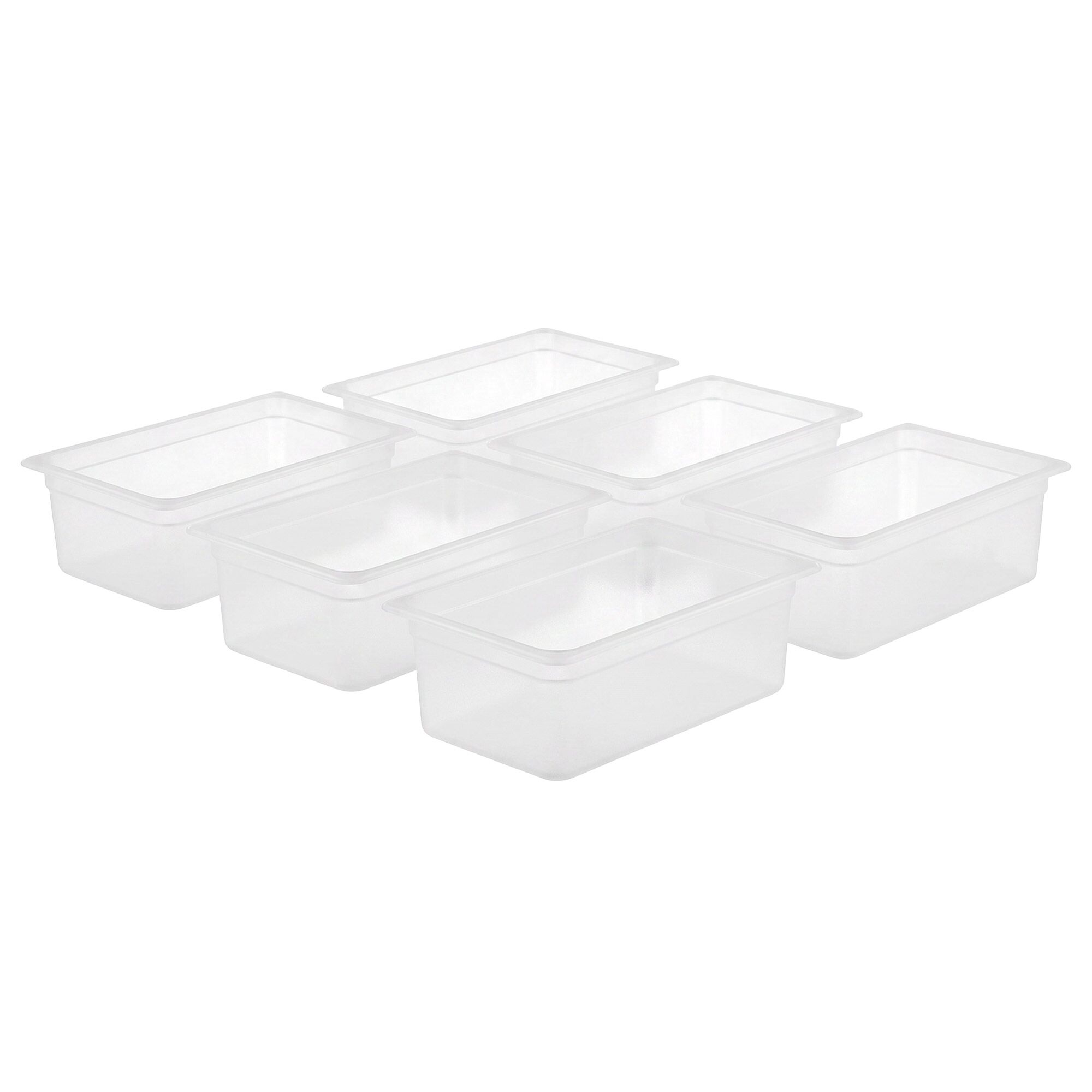 (6 pièces) Bac en Polypropylène - GN 1/1 - Translucide - 25,5 L - Hauteur : 200 mm