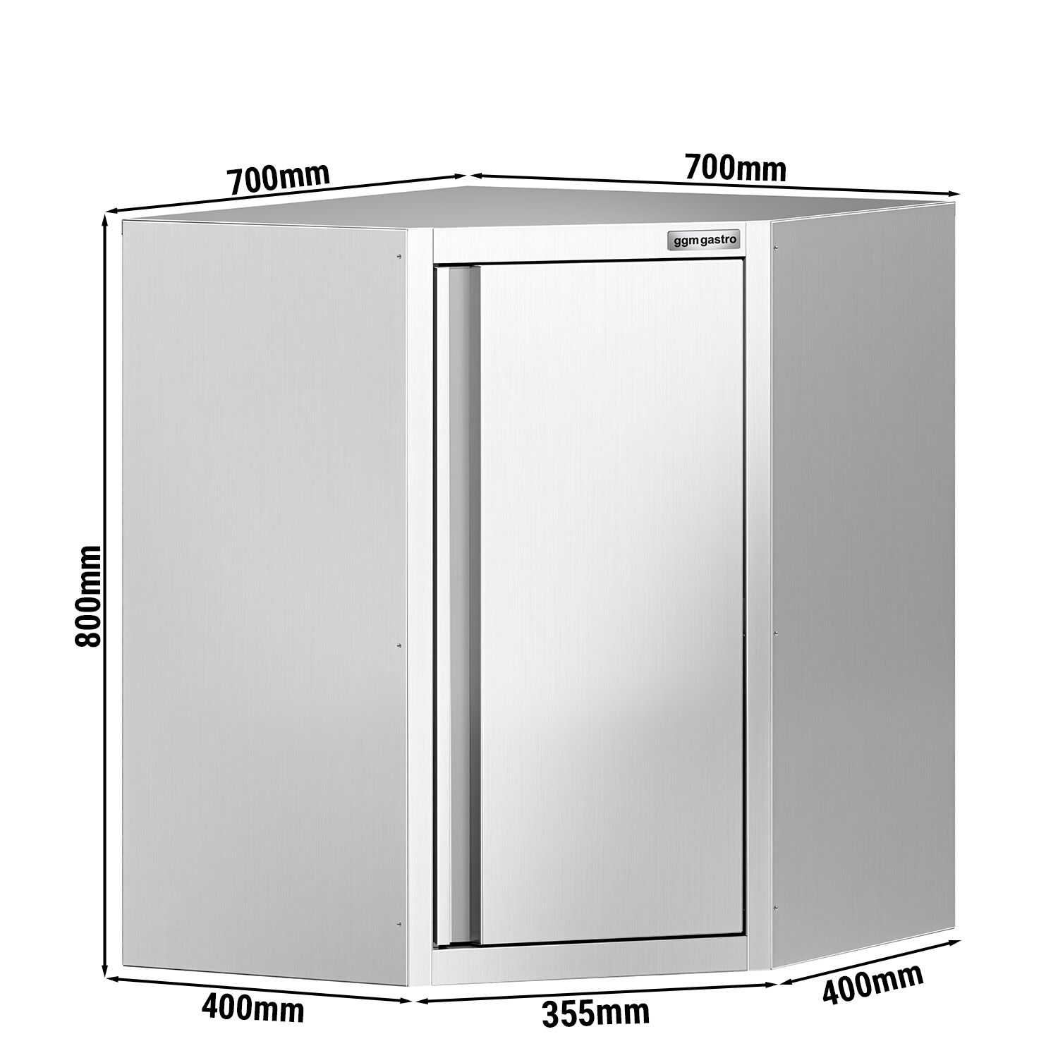 Armoire murale en acier inoxydable - 700x700mm - avec portes battantes - 800mm de haut