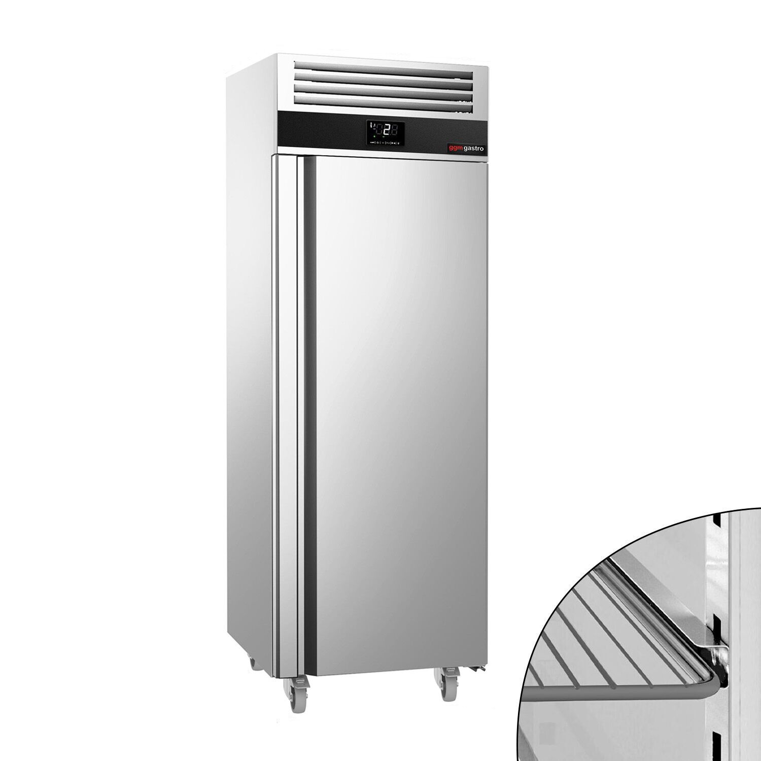 Kühlschrank Edelstahl PREMIUM - GN 2/1 - 700 Liter - mit 1 Tür & Rollen - Für UK