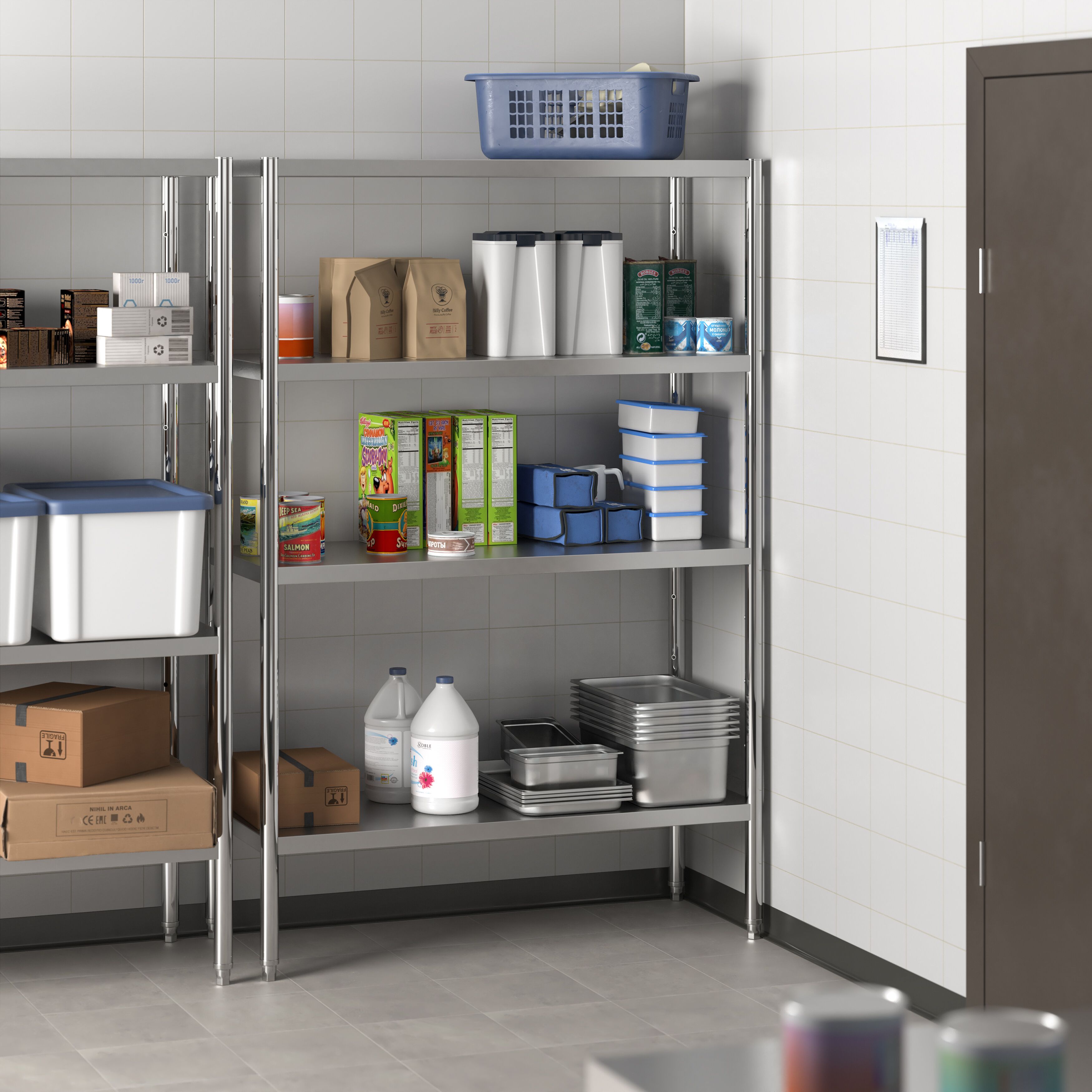 Étagère en inox PREMIUM - 1000 x 490 mm - avec 4 étagères (réglables)