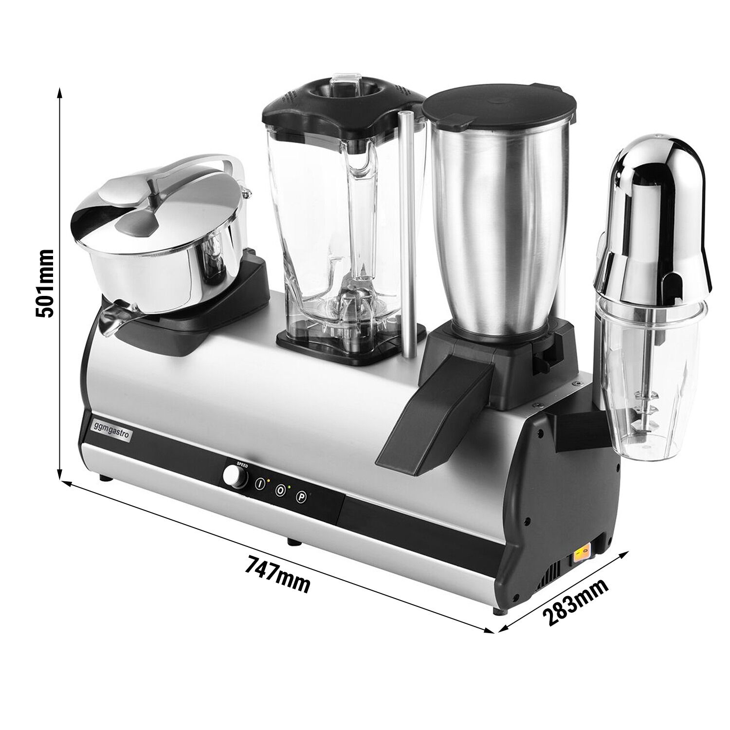 Appareil de bar combiné - Mixeur, Broyeur de glace, Milkshaker & Presse-agrumes - 2x 150 + 100 + 750 Watts