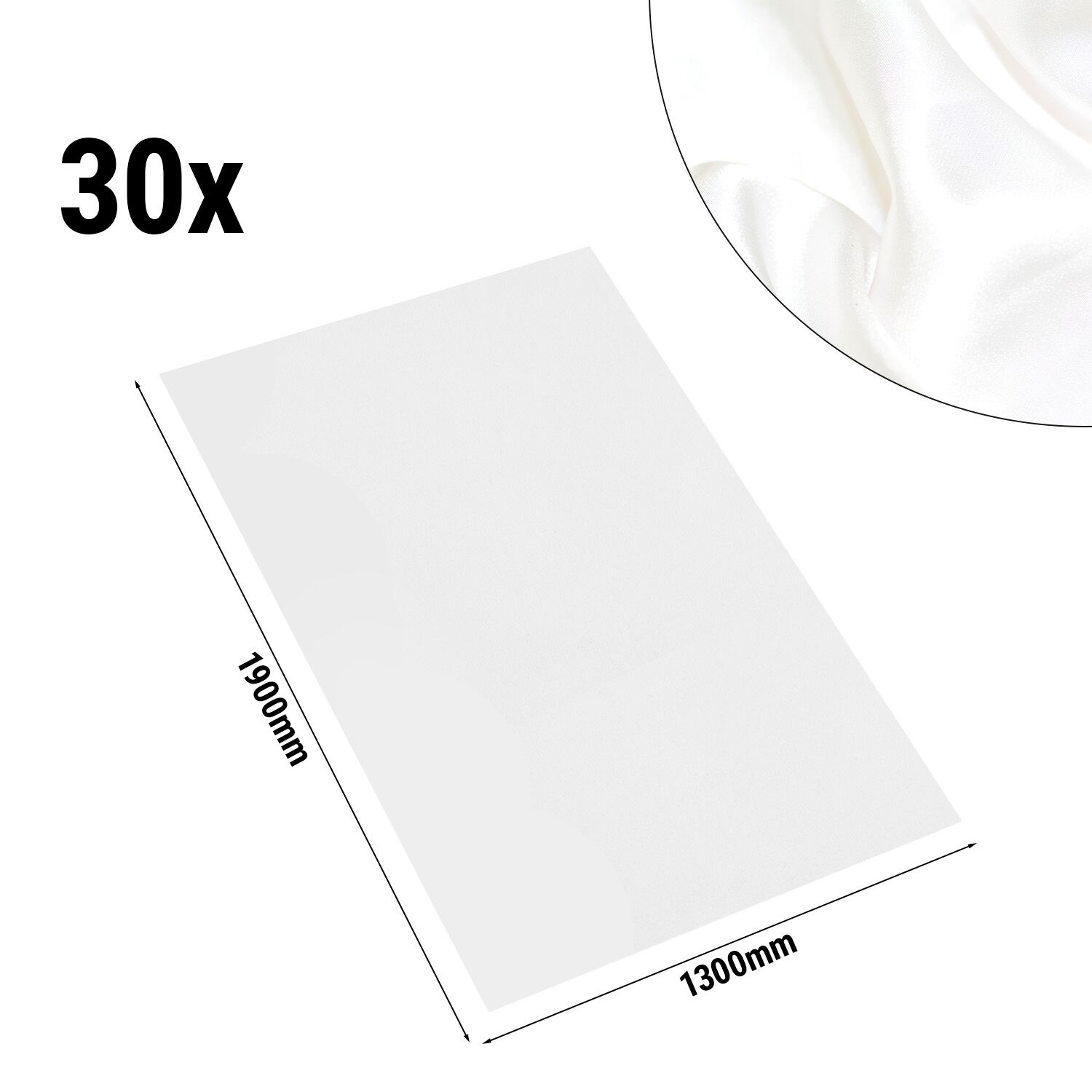 (30 pièces) Nappe damassée Porto - satin lisse - 220 g/m² - 130 x 190 cm - Blanc