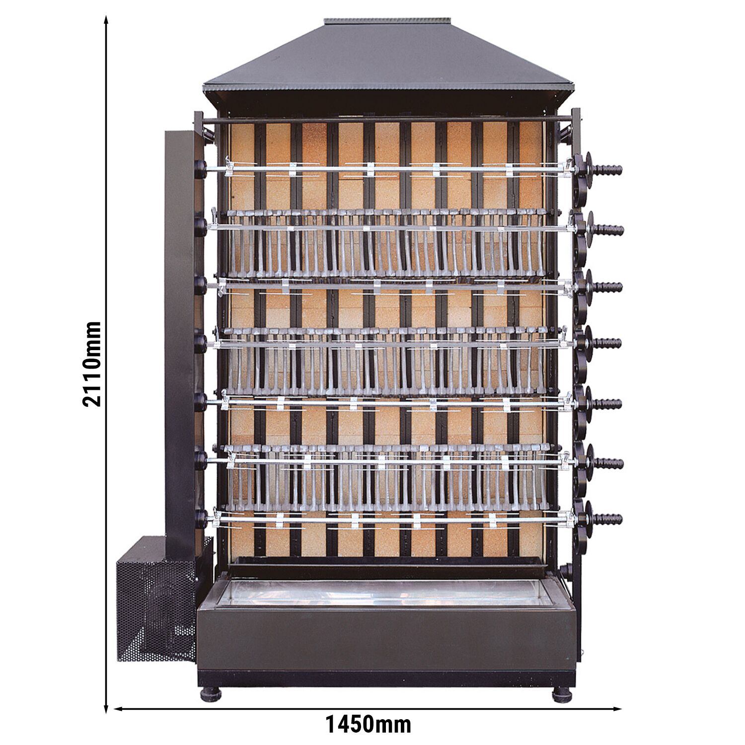 Commercial Charcoal Chicken Rotisserie Oven - with 7 Skewers for up to 42 chickens