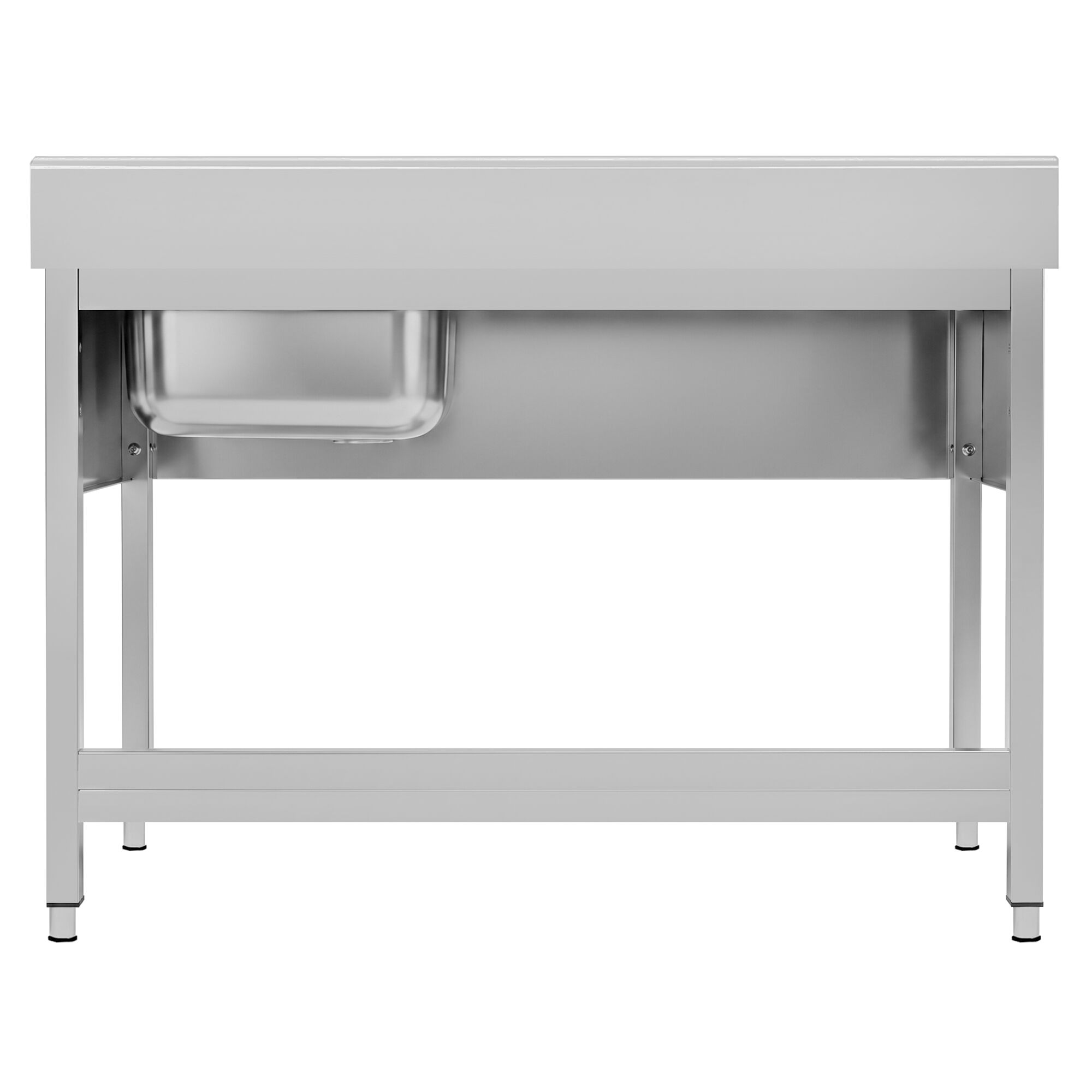 Stainless Steel Commercial Sink Unit ECO - 1400x700mm - with Single Bowl Right-hand - with Undershelf - with Upstand