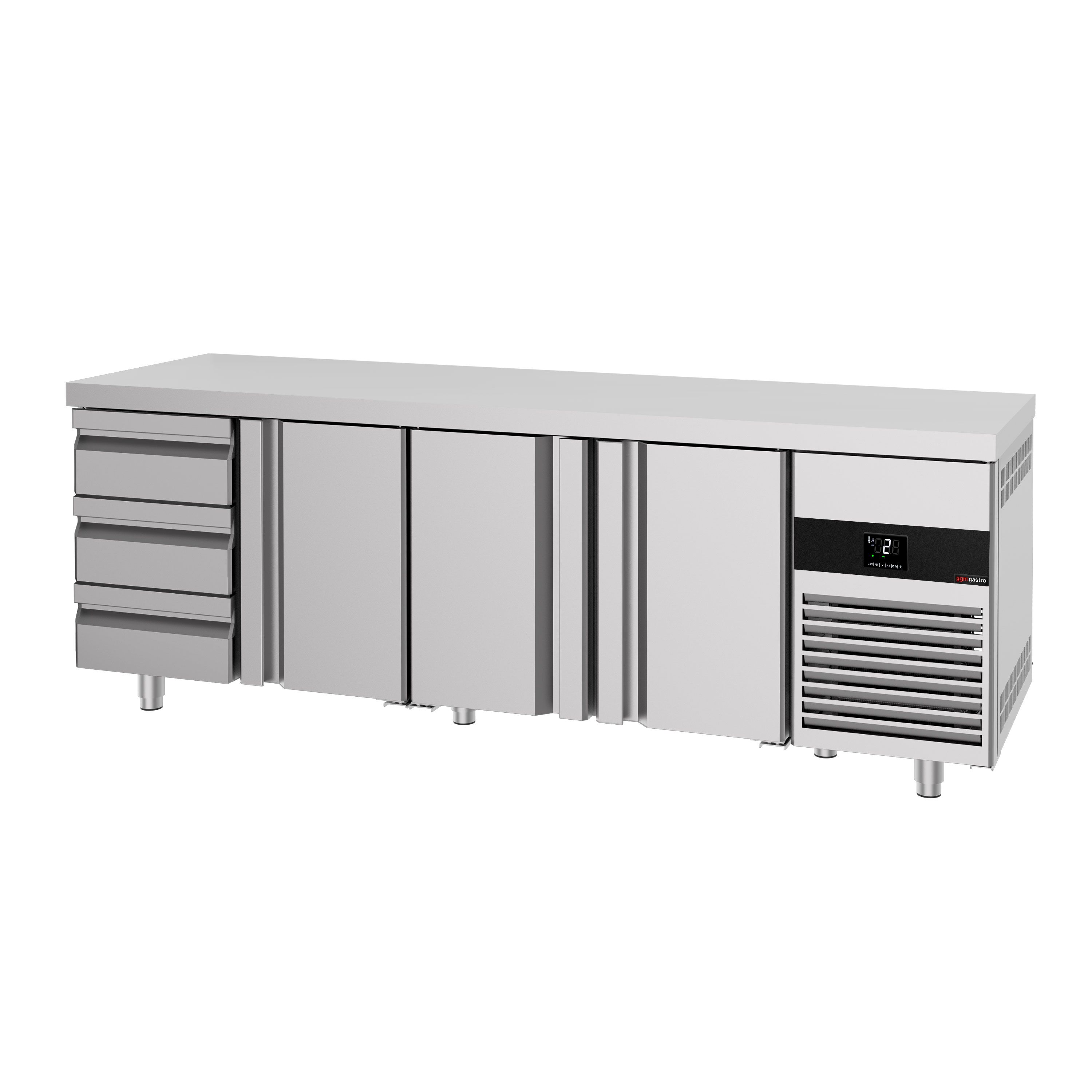 Table réfrigérée PREMIUM - 2330 x 700 mm - avec 3 portes - 3 tiroirs