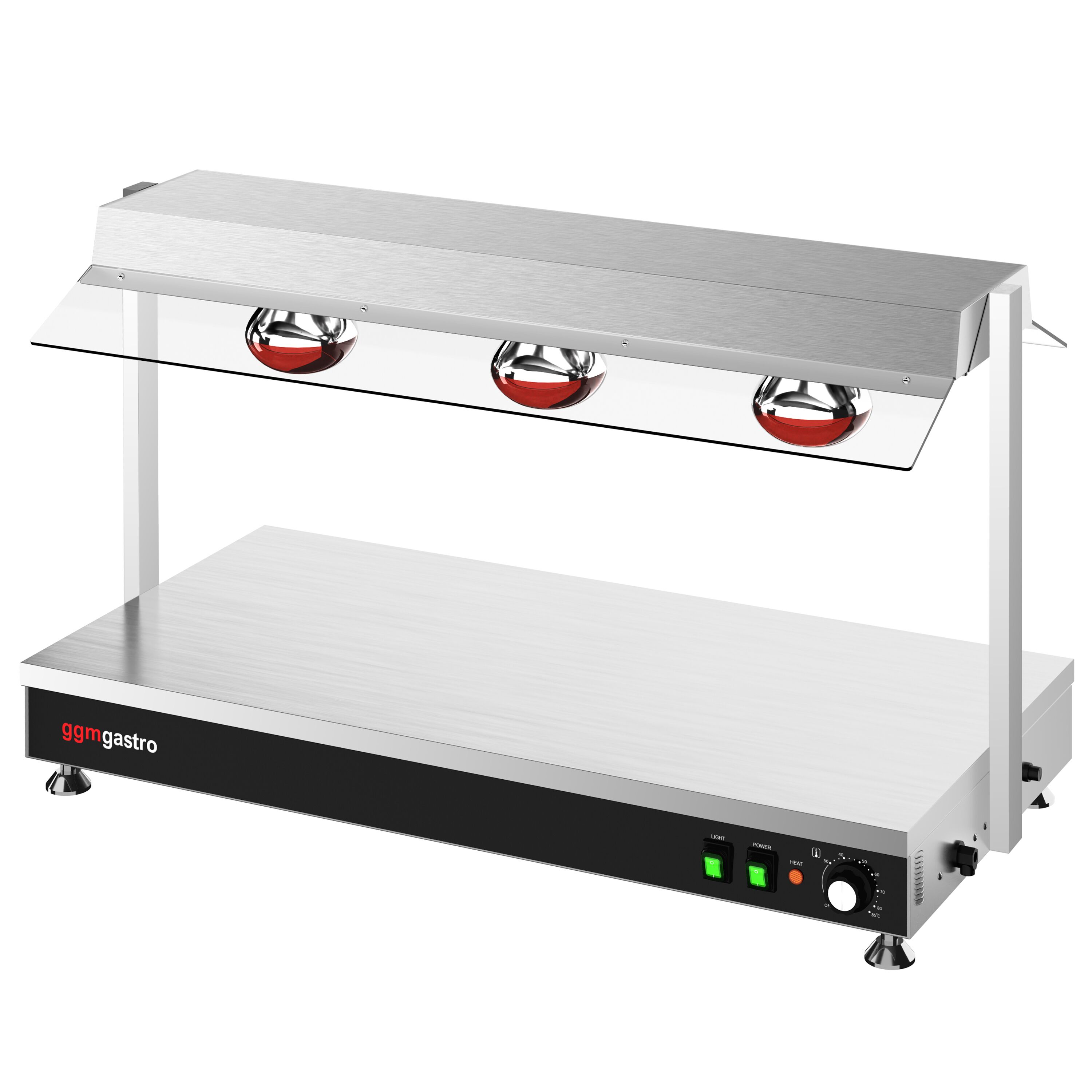 Plaque chauffante en inox - 1,5 kW - avec 3 lampes chauffantes infrarouges
