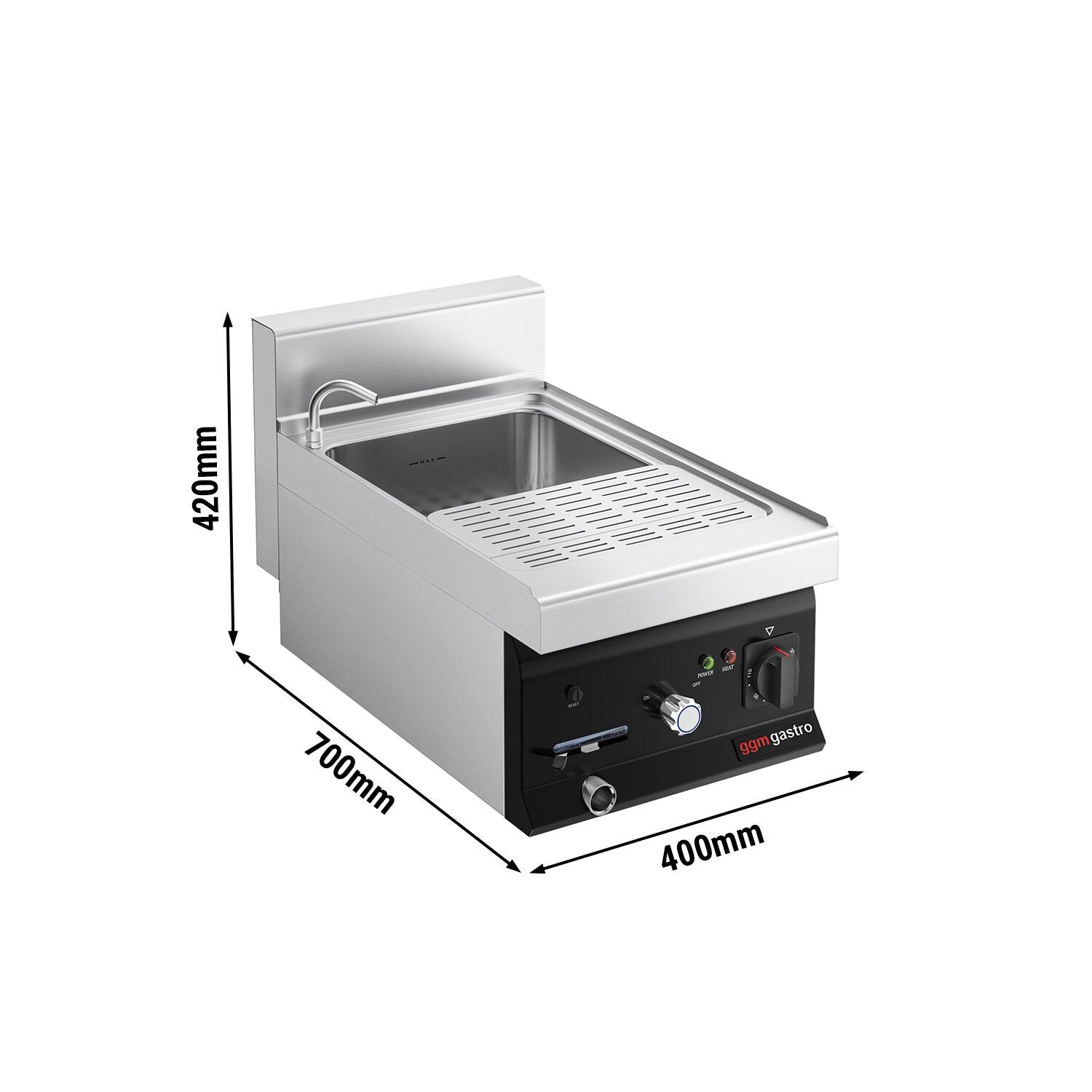 Cuiseur à pâtes électrique avec robinet – 26 L – 6 kW