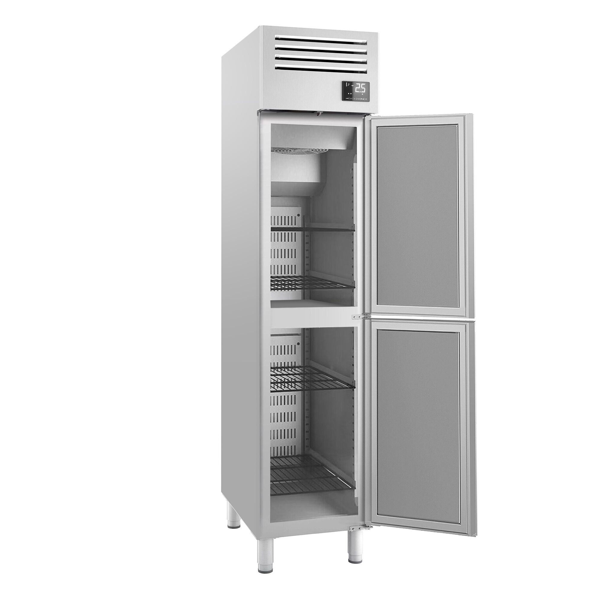 Upright Fridge Stainless steel PREMIUM PLUS - GN 1/1 - 325L - with 2 doors