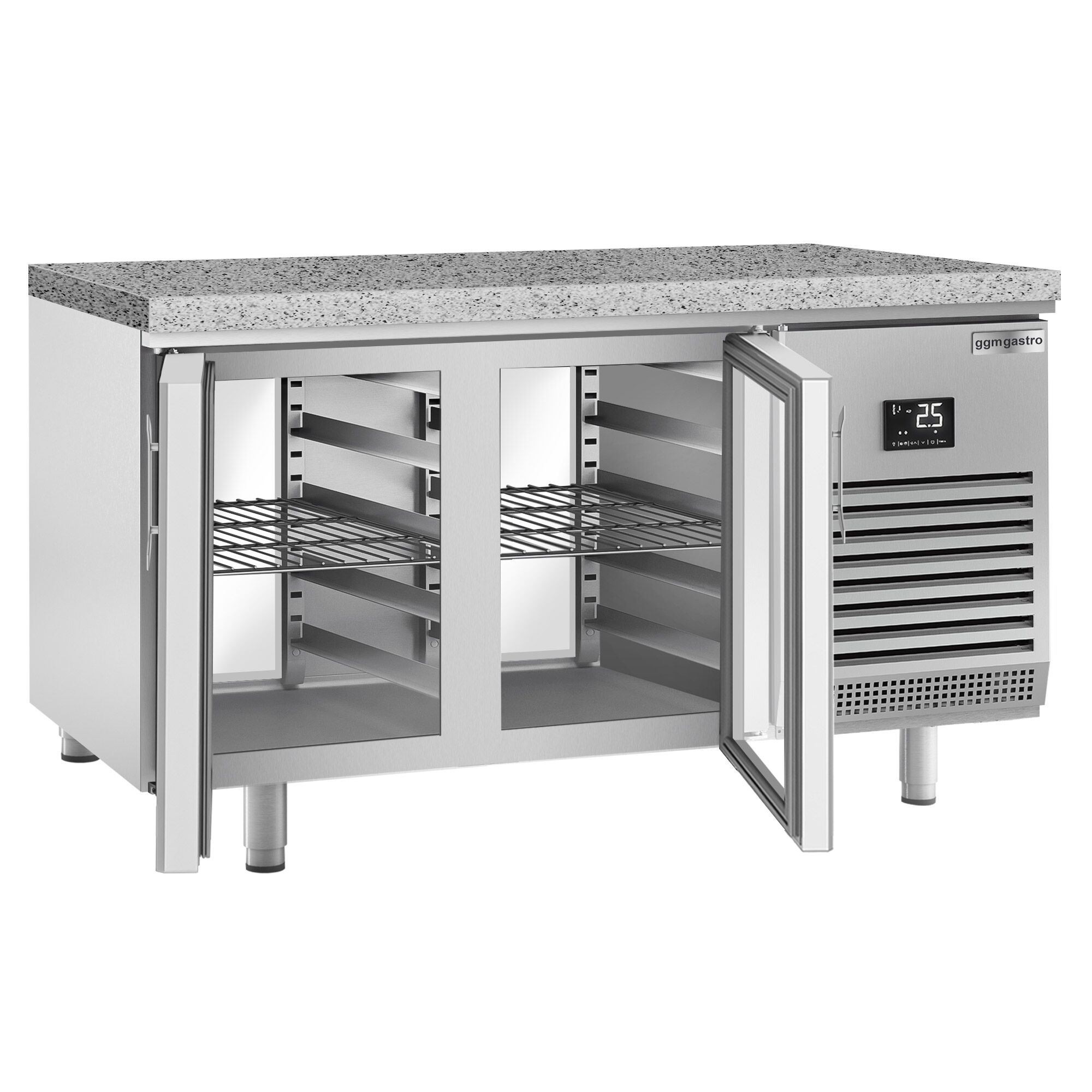 Bakery Counter Fridge PREMIUM PLUS - 1618x800mm - glass doors - granite worktop - capacity 400 litres