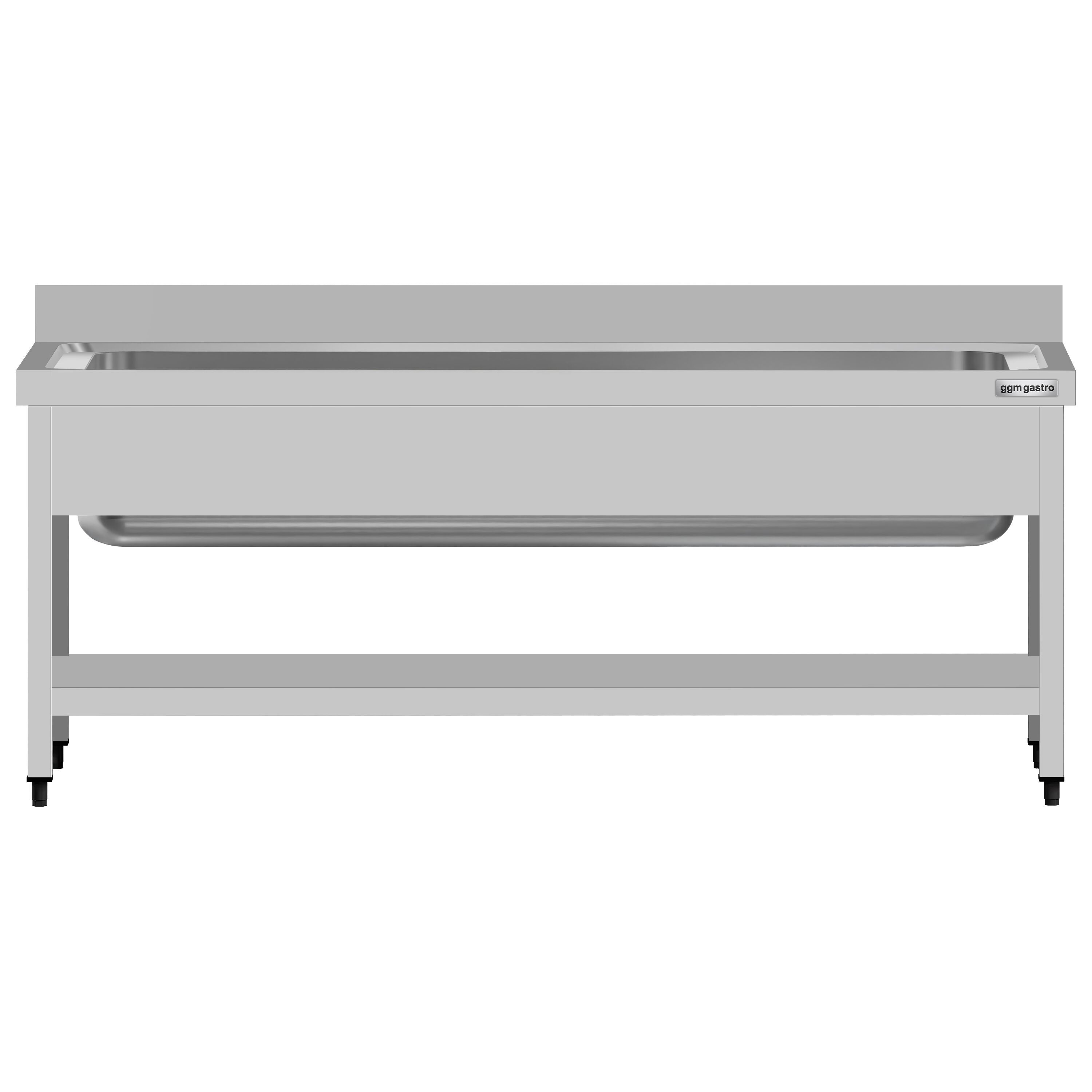 Plonge à marmites en inox ECO - 1800x700mm - avec étagère basse & 1 bac