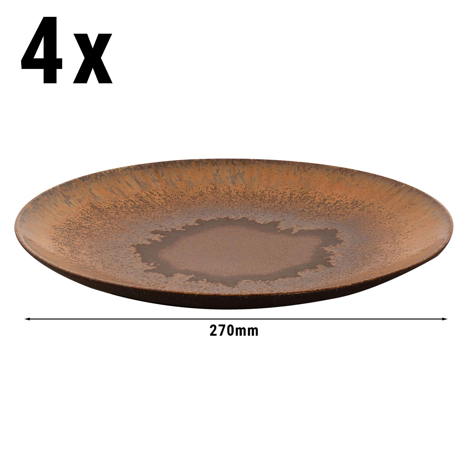 (4 Stück) CECIL - Teller - flach - Ø 270mm - Braun