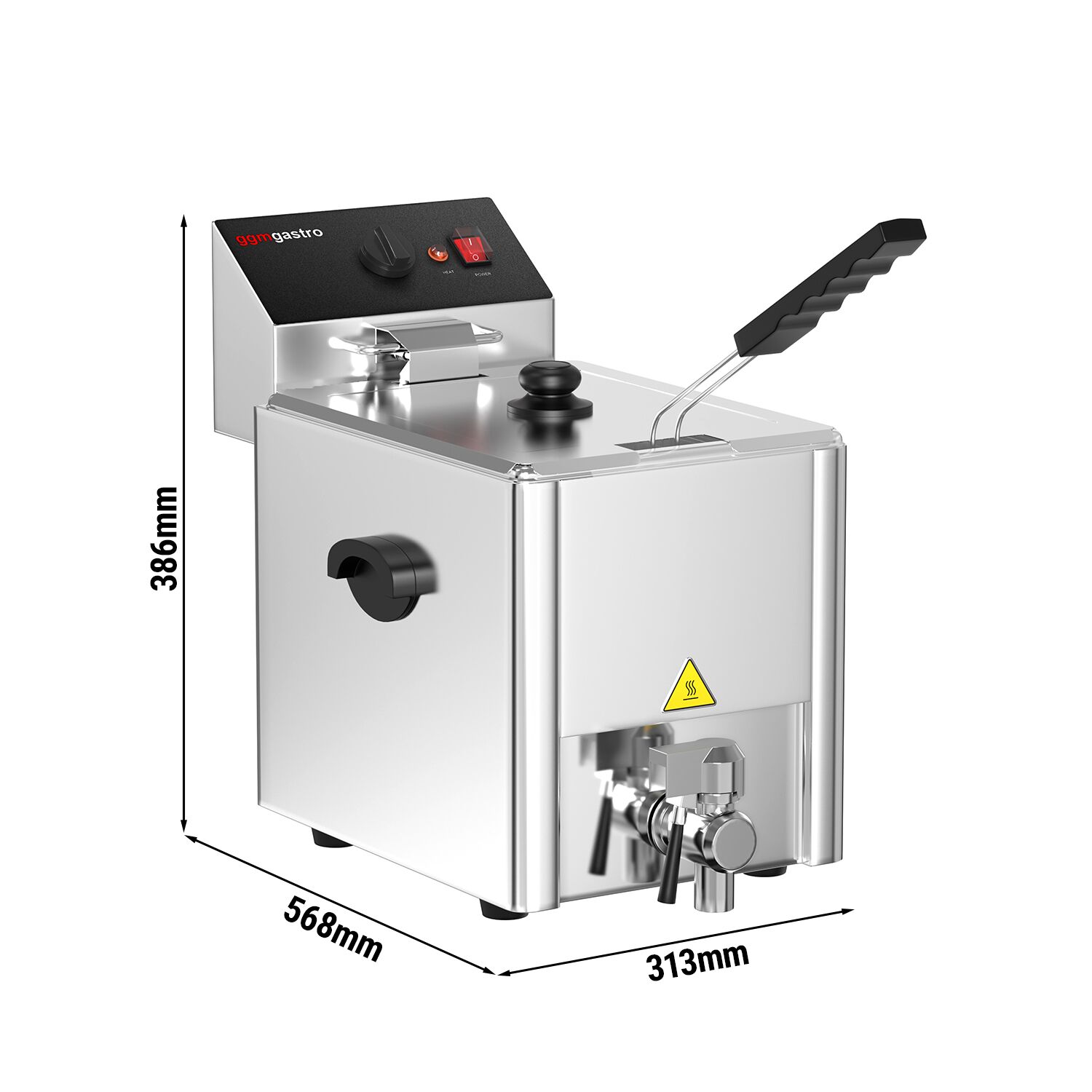 Friteuse électrique – 8 litres – 3,25 kW – avec robinet de vidange