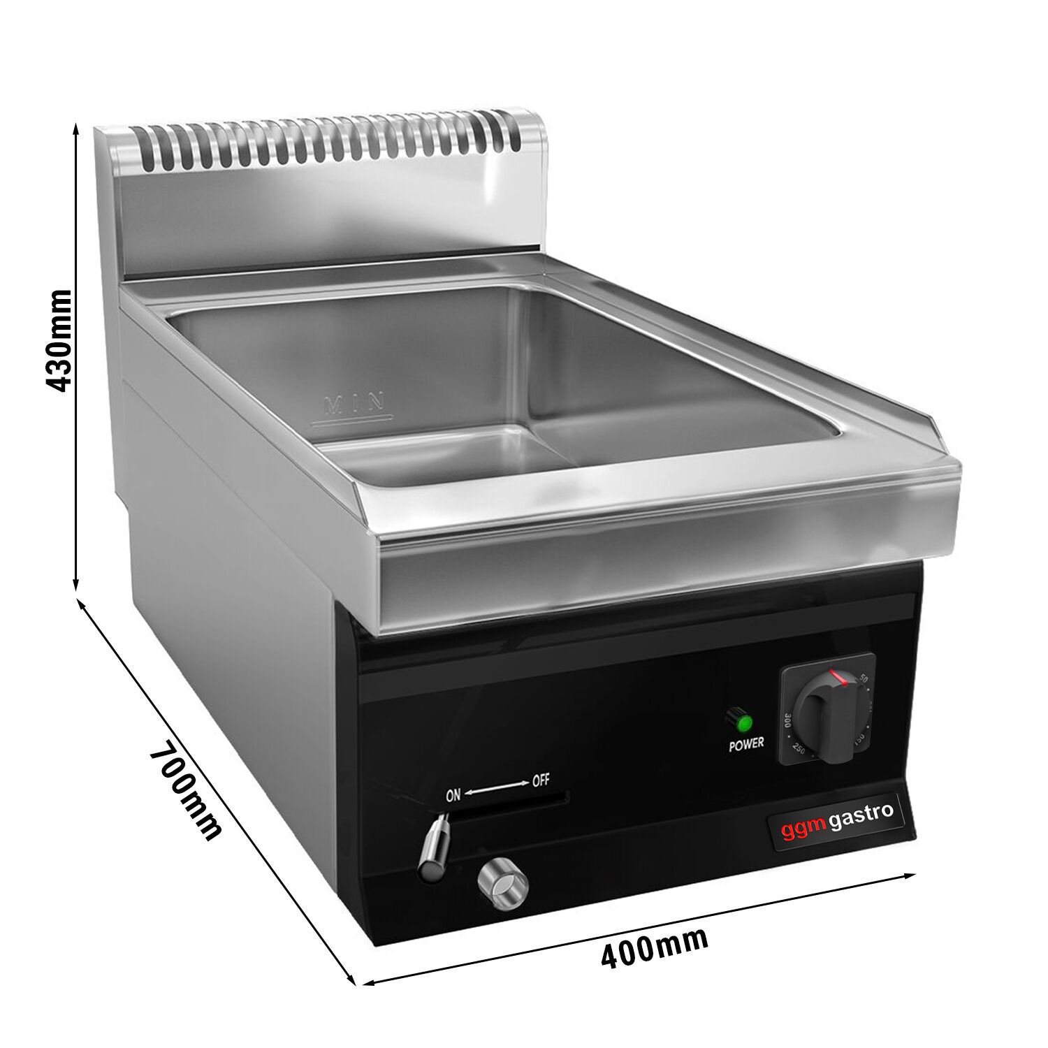 Bain-marie électrique – 1,2 kW – 1 × GN 1/1 ou 2 × GN 1/2