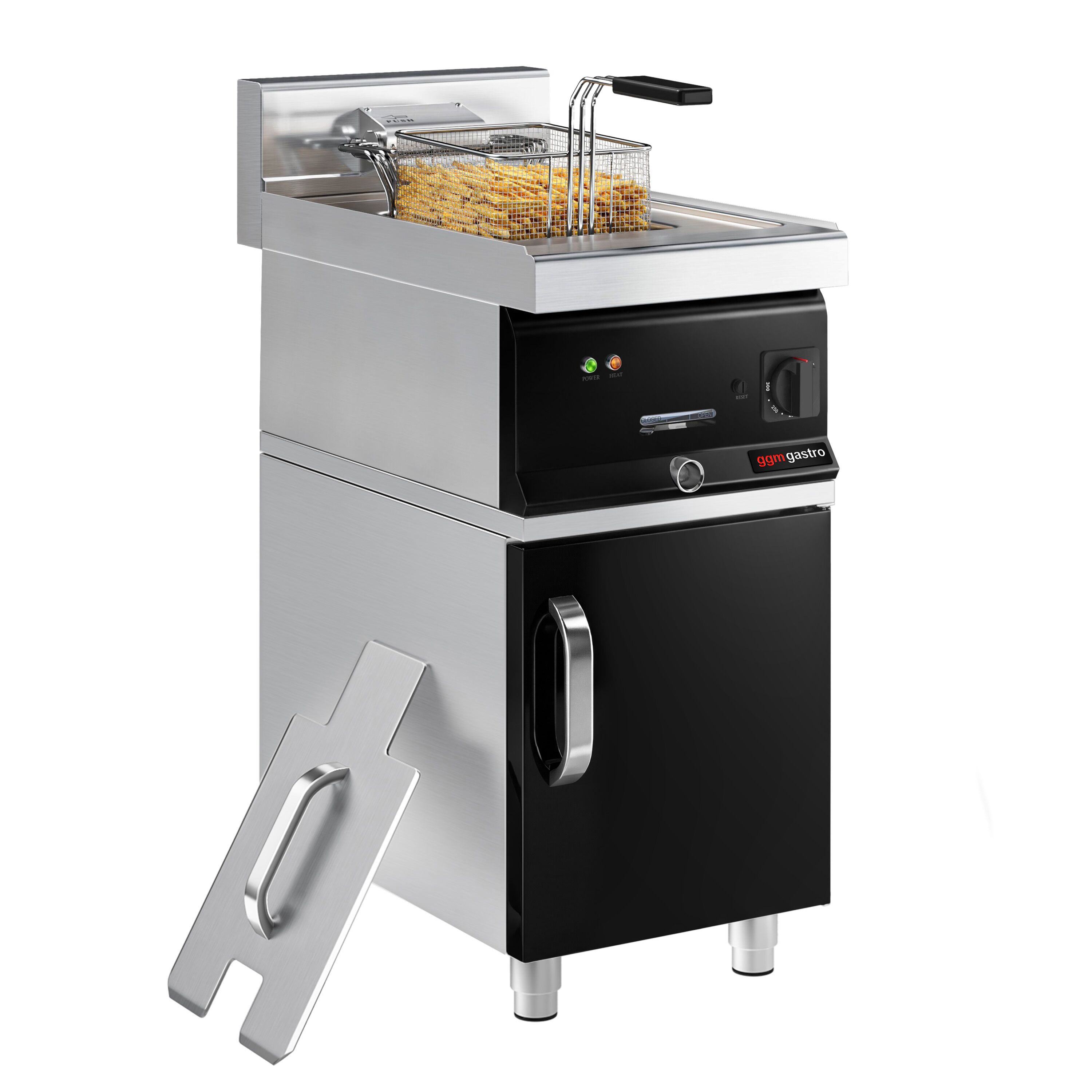 Friteuse électrique – 10 litres – 9 kW – avec soubassement et 1 porte
