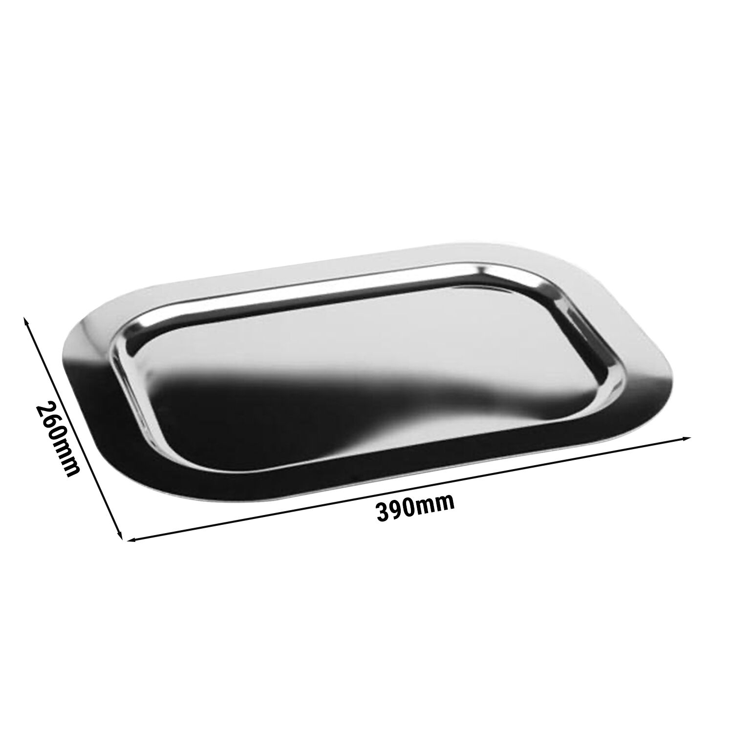 (6 pcs) Plateau de présentation - FINESSE - Acier inoxydable - 390x260mm - Hauteur:20mm
